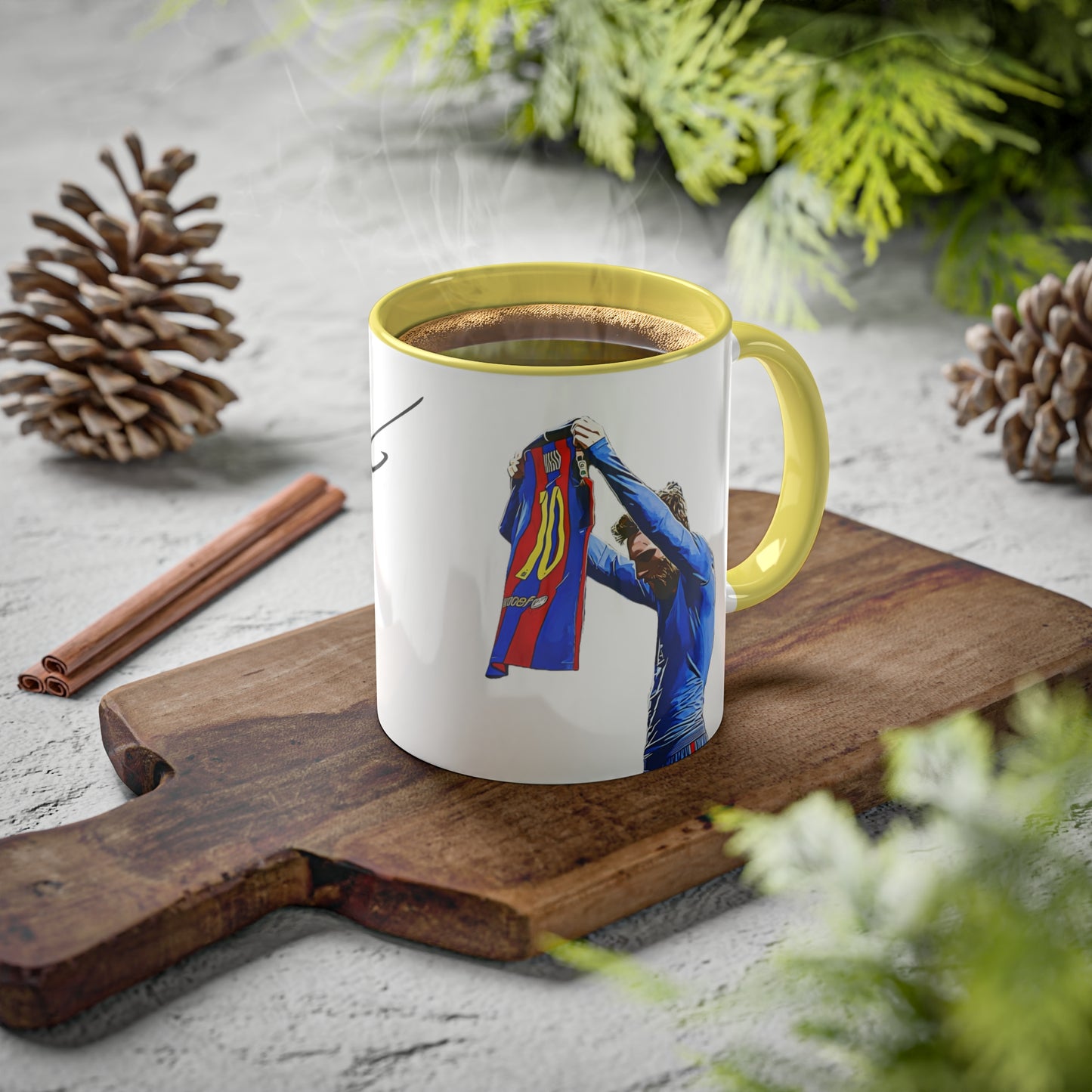 Lionel Messi Goal Celebration Mug – Iconic Barcelona Moment with Messi's Signature