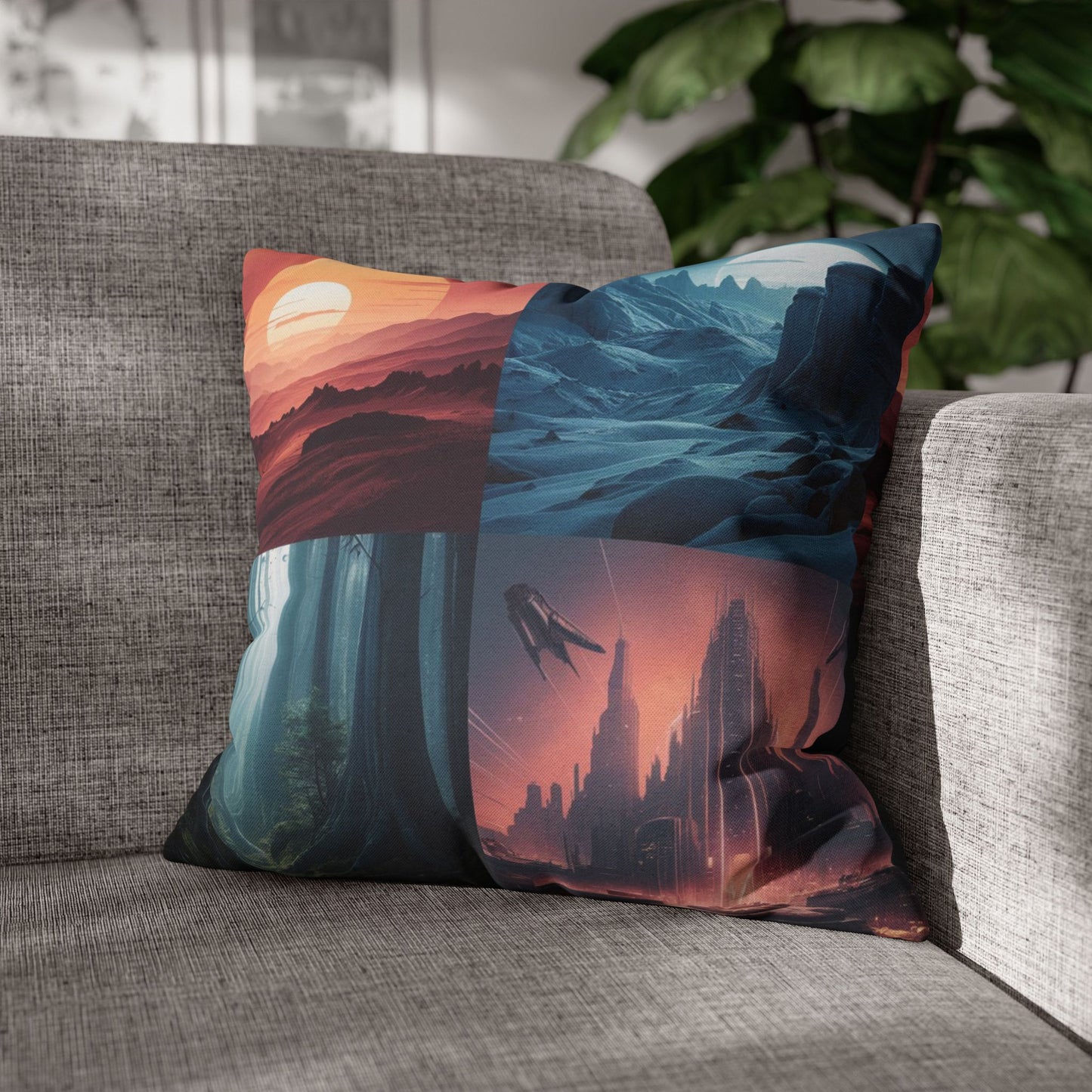 Star Wars Planet Collage Pillow and Pillowcase – Iconic Tatooine, Hoth, Endor, Coruscant Design – Sci-Fi Bedding for Star Wars Fans