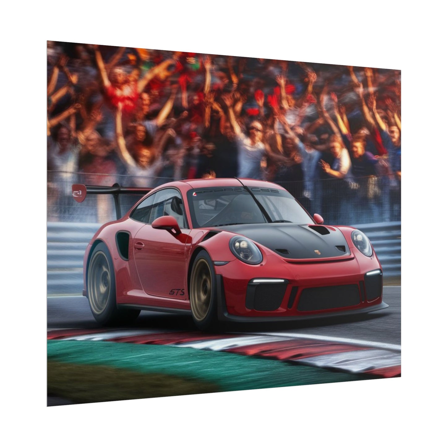 High-Octane Porsche Race Car Poster - Thrilling Modern Motorsport Art for Racing Fans & Car Enthusiasts