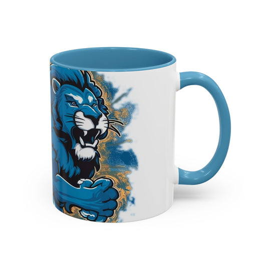 Retro Detroit Lions Logo 11oz Blue Accent Coffee Mug