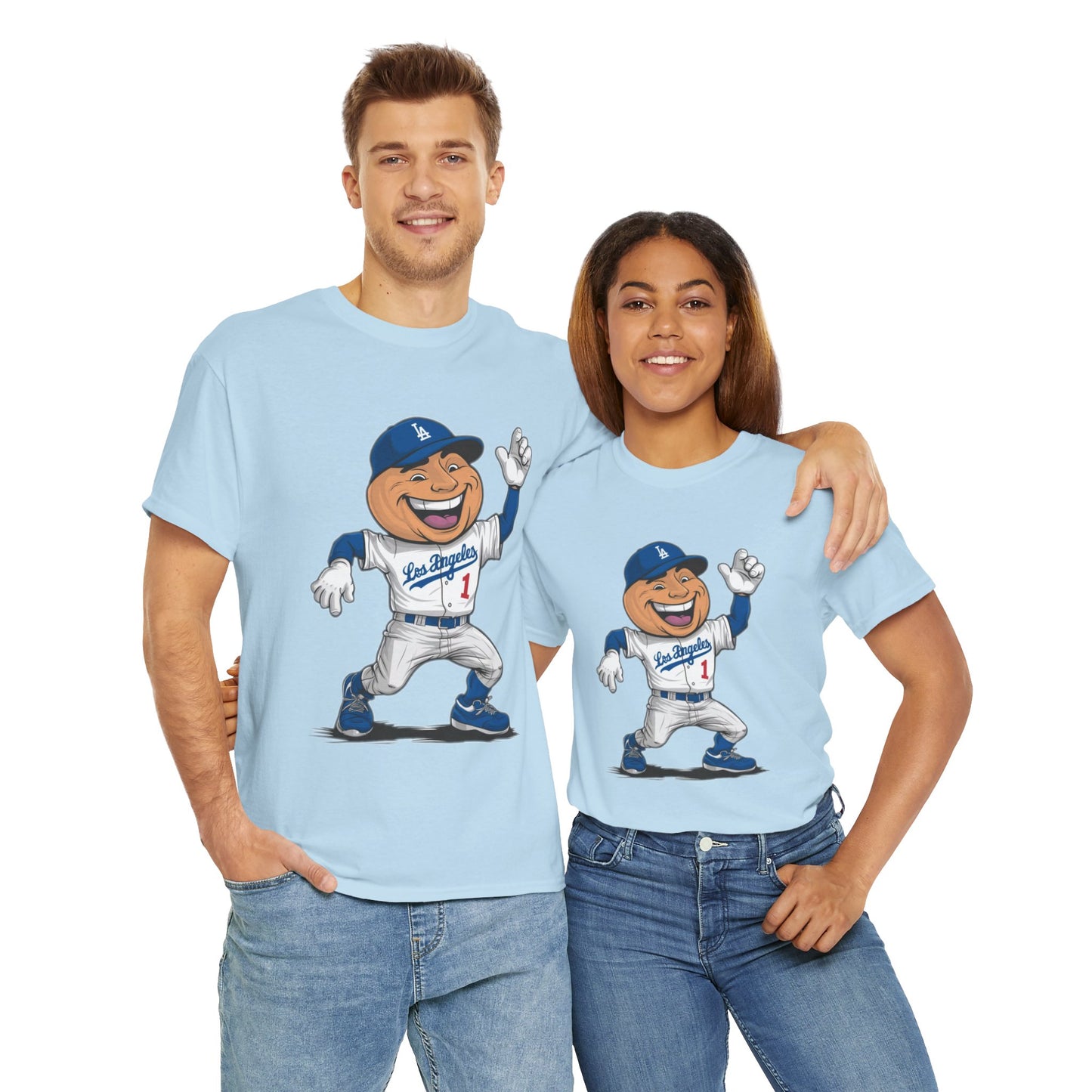 Los Angeles Dodgers Mascot Graphic T-Shirt | Playful Cartoon Design, Perfect for Baseball Fans | Amazing Gift For Dodgers Fans