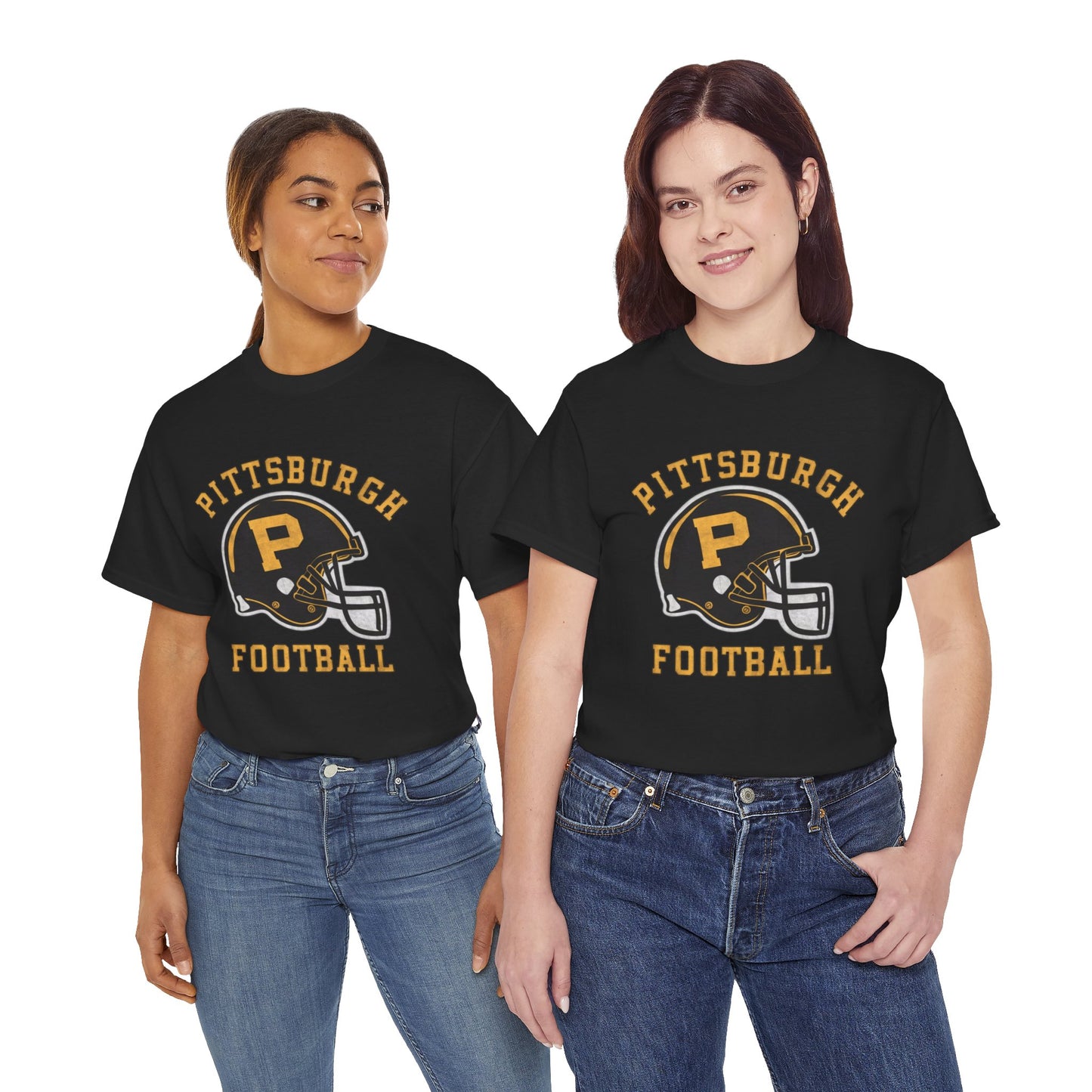 Pittsburgh Football Vintage-Inspired Graphic T-Shirt | Classic Black and Gold Football Helmet Design Tee