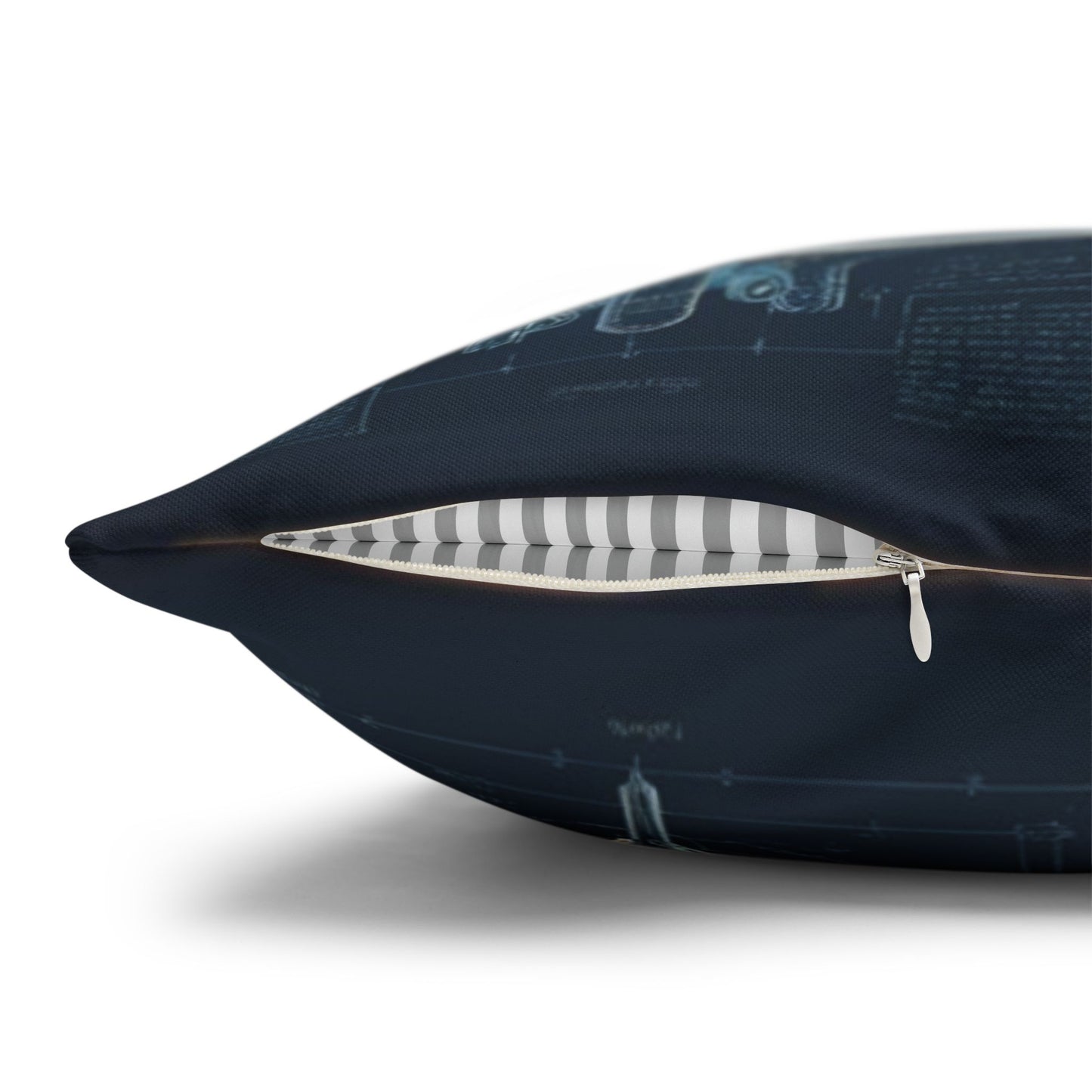 Futuristic Spaceship Blueprint Pillow & Pillowcase | High-Tech Schematic Design