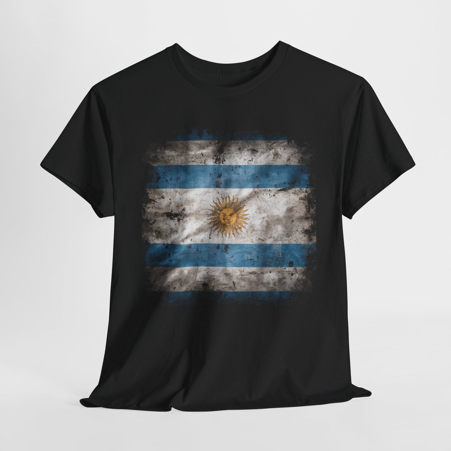 Vintage Argentina Flag T-Shirt with Distressed Design | Rustic Sun of May Unisex Tee