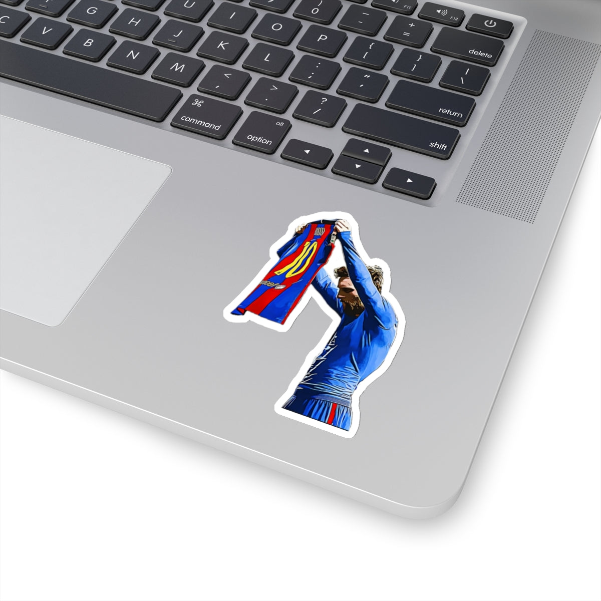 Messi Barcelona Jersey Celebration Sticker | Iconic Soccer Moment | Vinyl Decal for Sports Fans