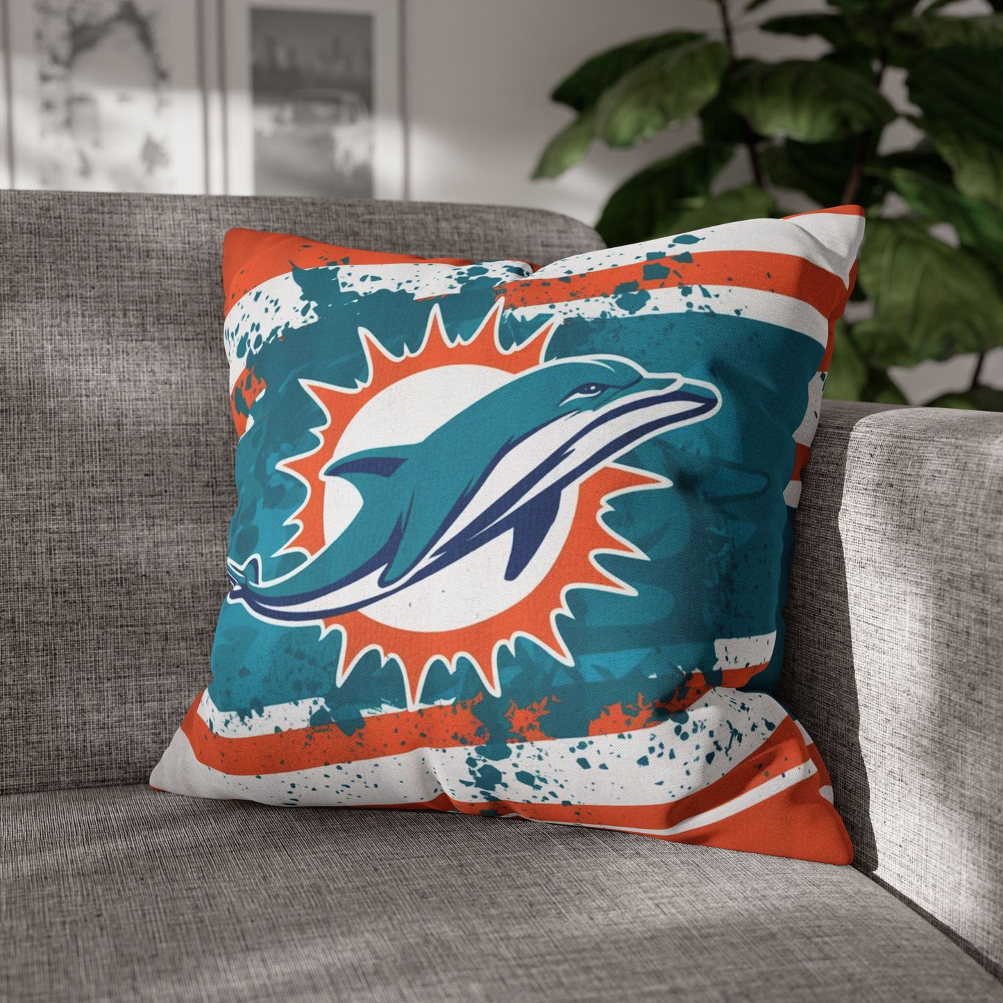 Miami Football Pillowcase Cover | Vintage Miami Football Decor for Fans, Man Cave Accessories, Game Room Pillows, Dorm Room Gifts