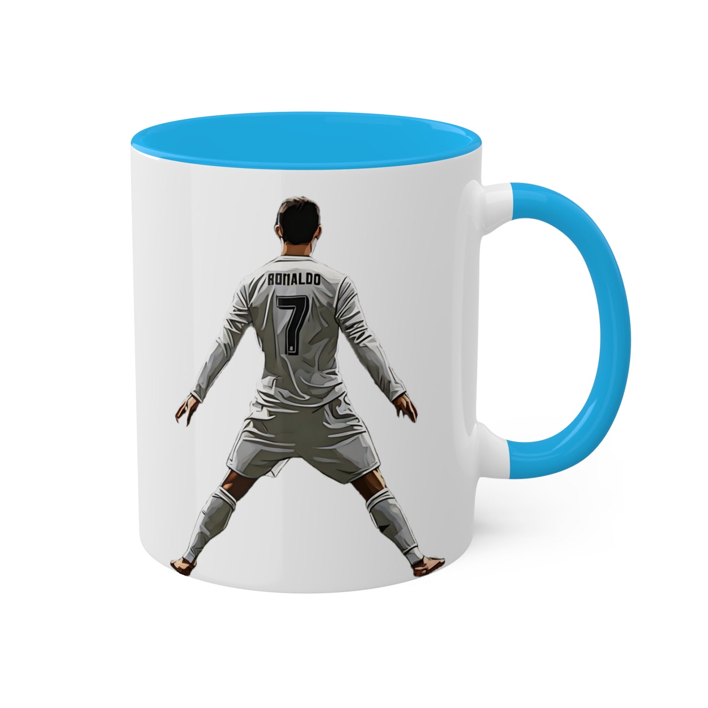 Ronlado Goal Celebration Pose - Real Madrid Celebration Blue Accent 11oz Coffee Mug