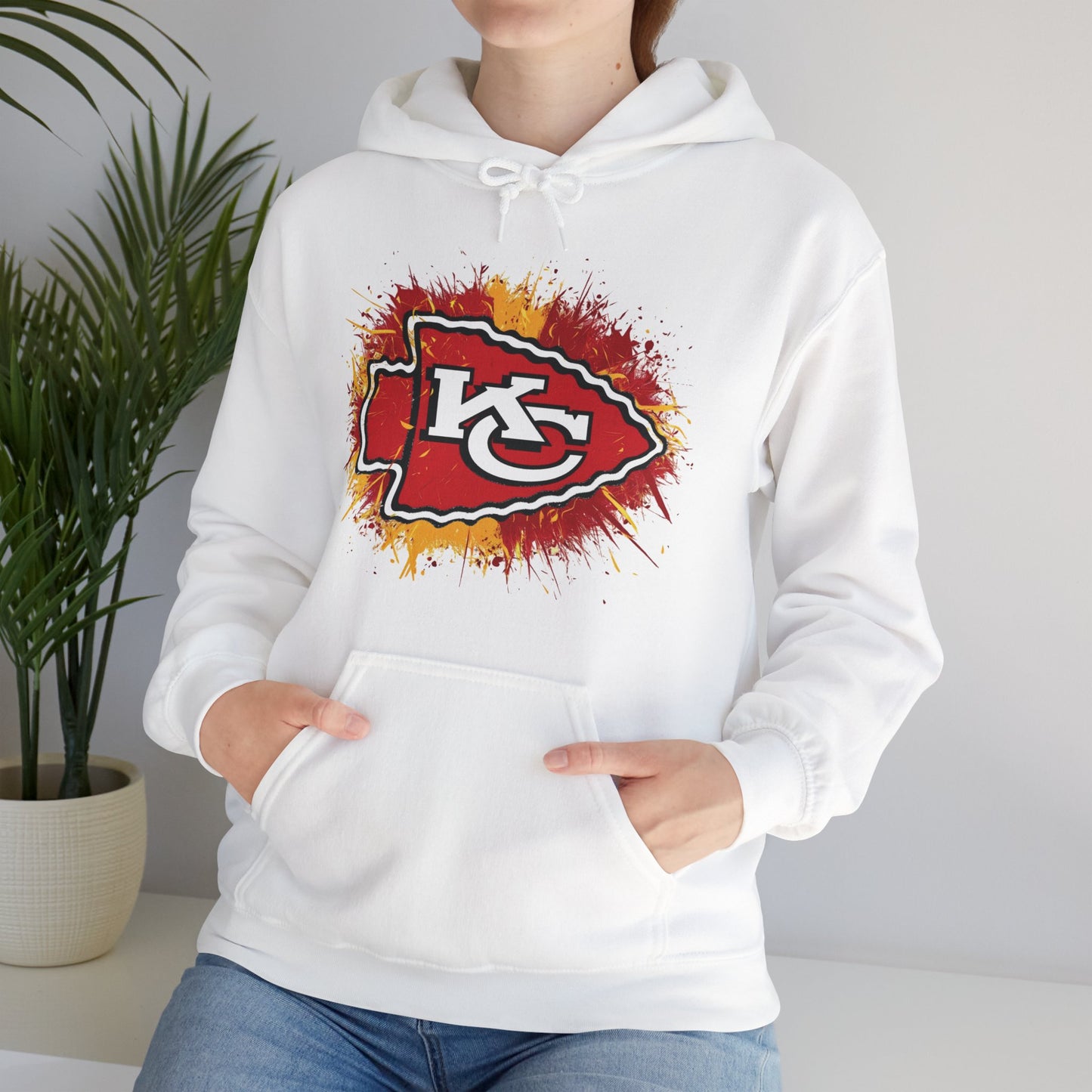 Kansas City Inspired Chiefs Hoodie | Retro Color Splash Design | Perfect for Game Days and Tailgates | Warm and Stylish Fan Gear