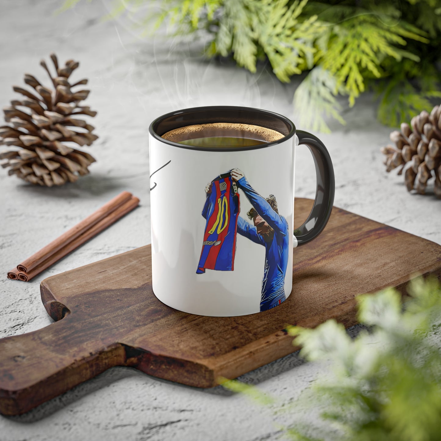 Lionel Messi Goal Celebration Mug – Iconic Barcelona Moment with Messi's Signature