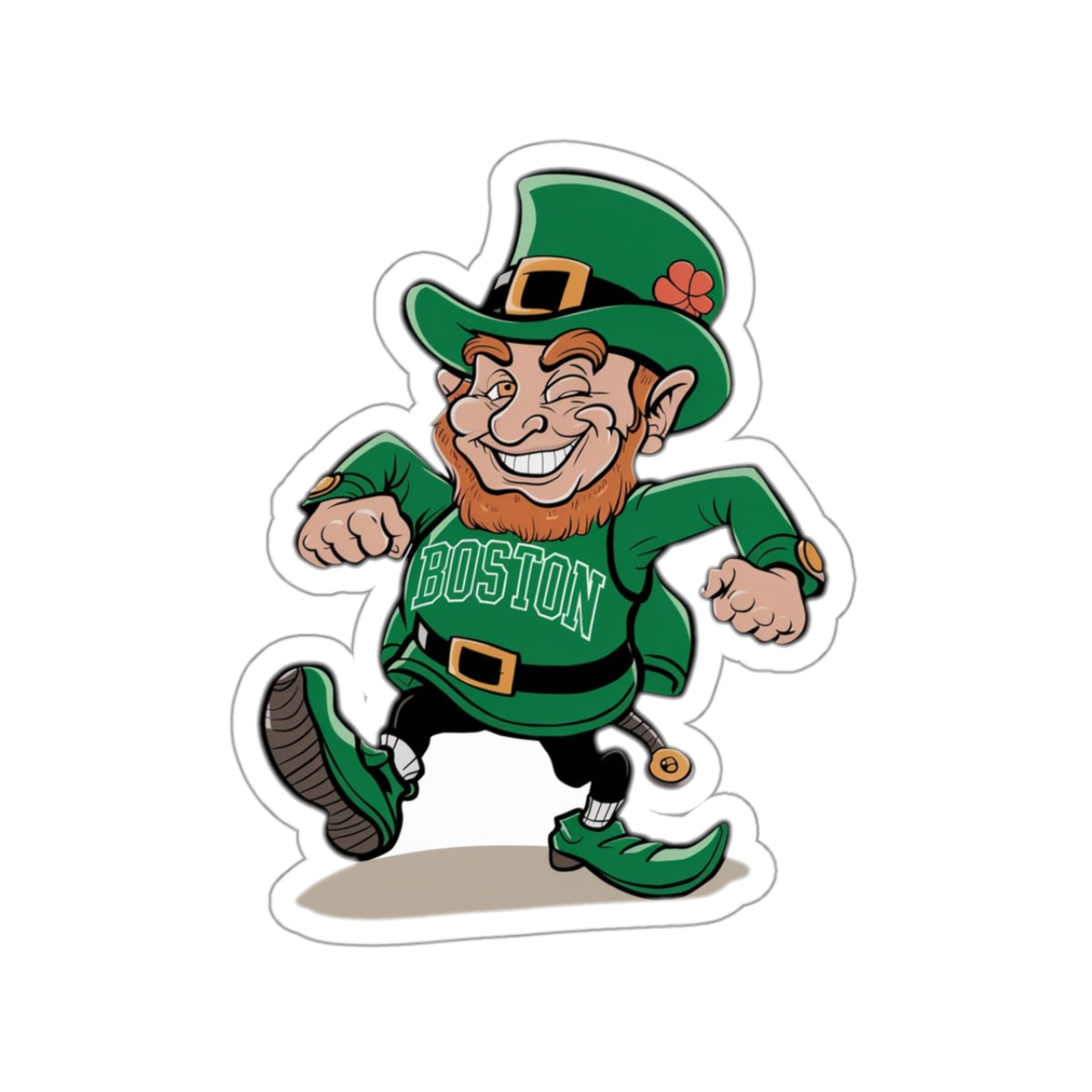 Boston Celtics Lucky the Leprechaun Mascot Kiss-Cut Sticker | Sports Team Fan Decal, NBA Mascot Sticker, Boston Celtics Collectible