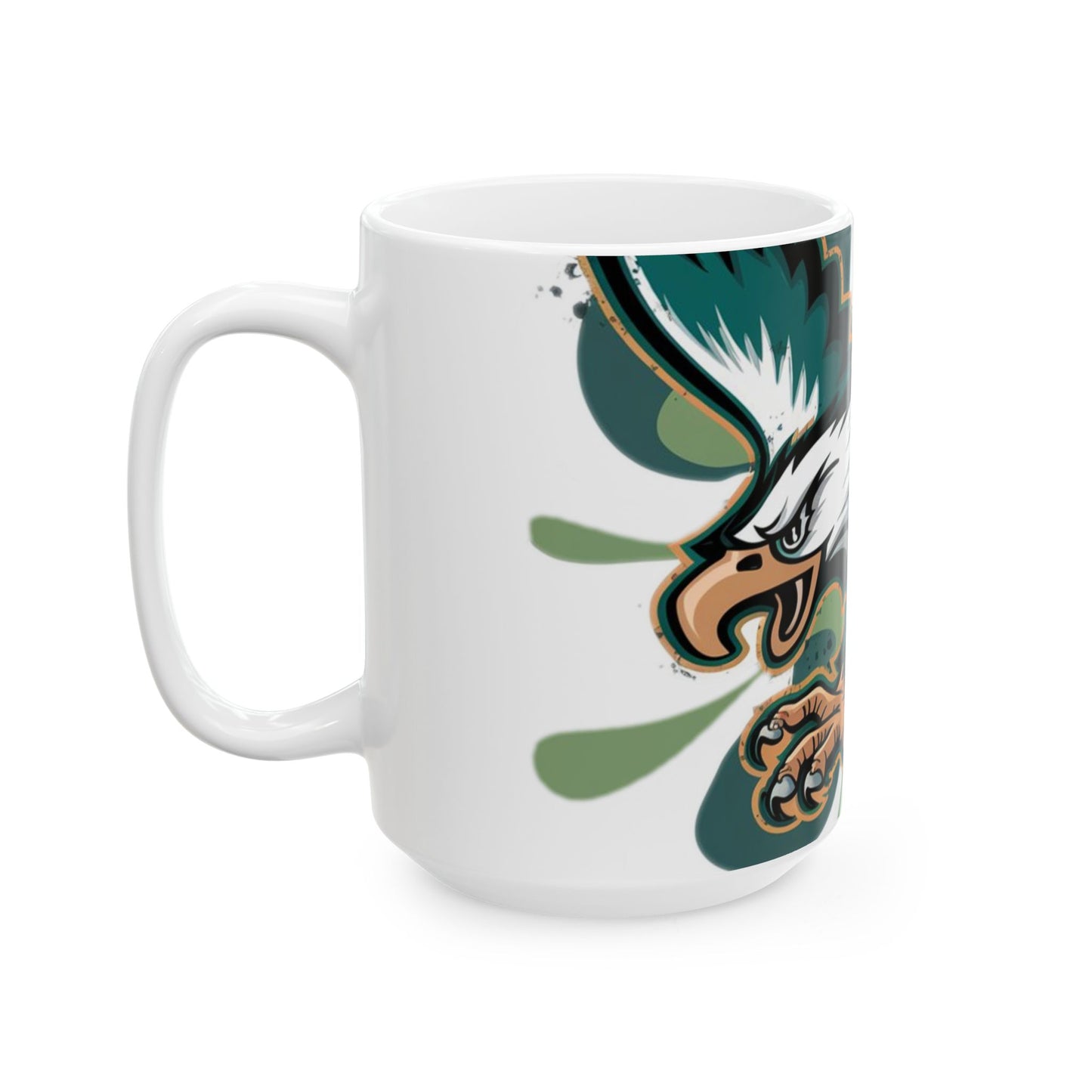 Philadelphia Eagles Inspired Coffee Mug | Retro Eagles Logo Design | Bold, Dynamic NFL Fan Gift | Green & White Color Splash