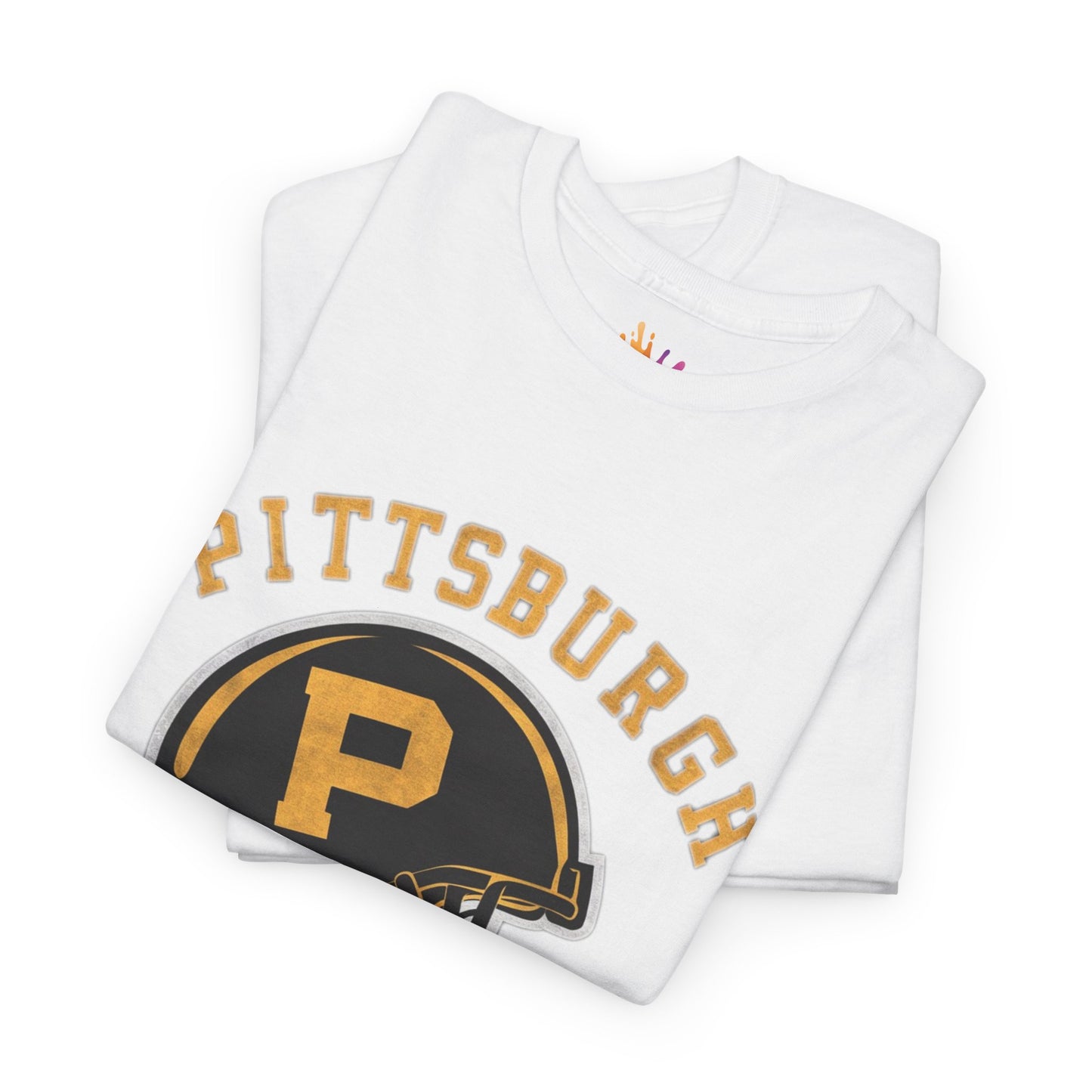 Pittsburgh Football Vintage-Inspired Graphic T-Shirt | Classic Black and Gold Football Helmet Design Tee