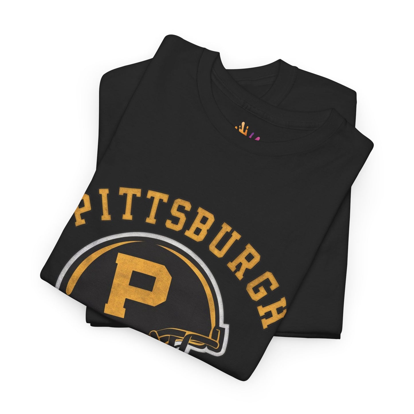 Pittsburgh Football Vintage-Inspired Graphic T-Shirt | Classic Black and Gold Football Helmet Design Tee