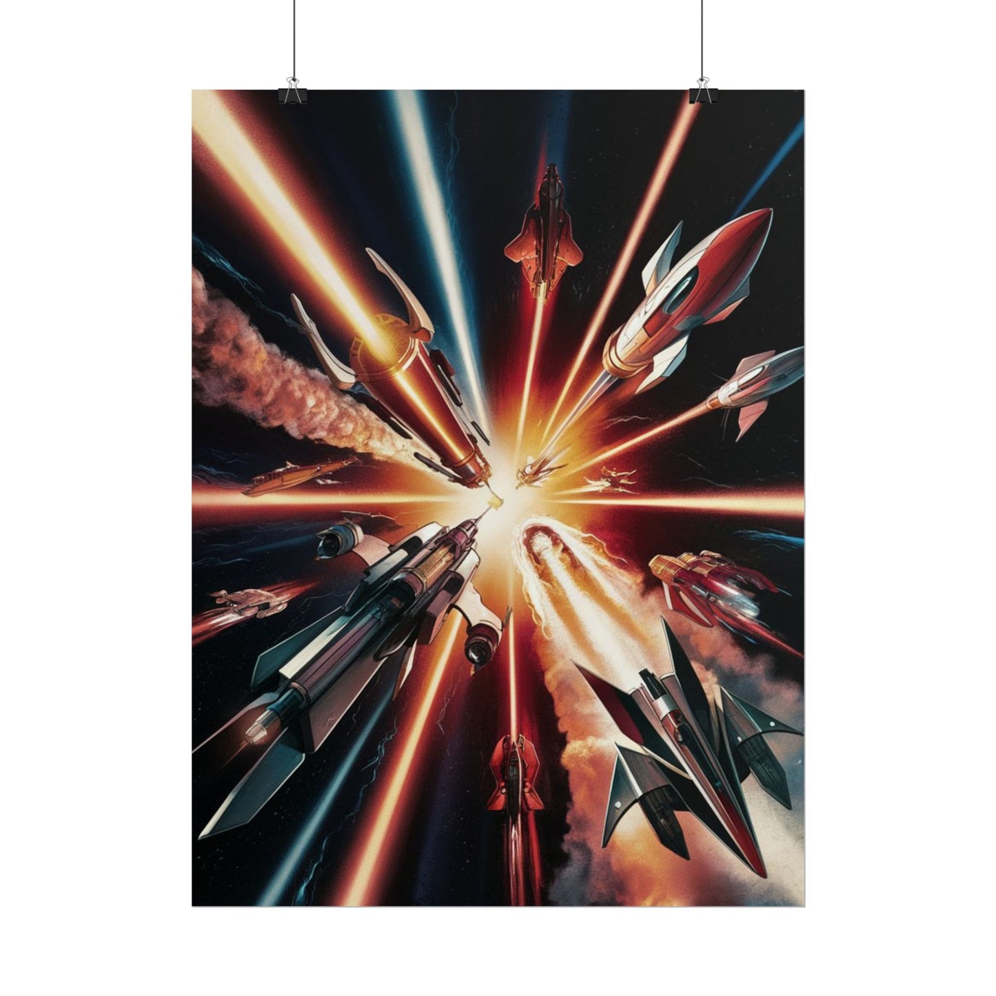 Vintage Sci-Fi Space Battle Poster | Retro Space Art Print | 80s Sci-Fi Movie Poster