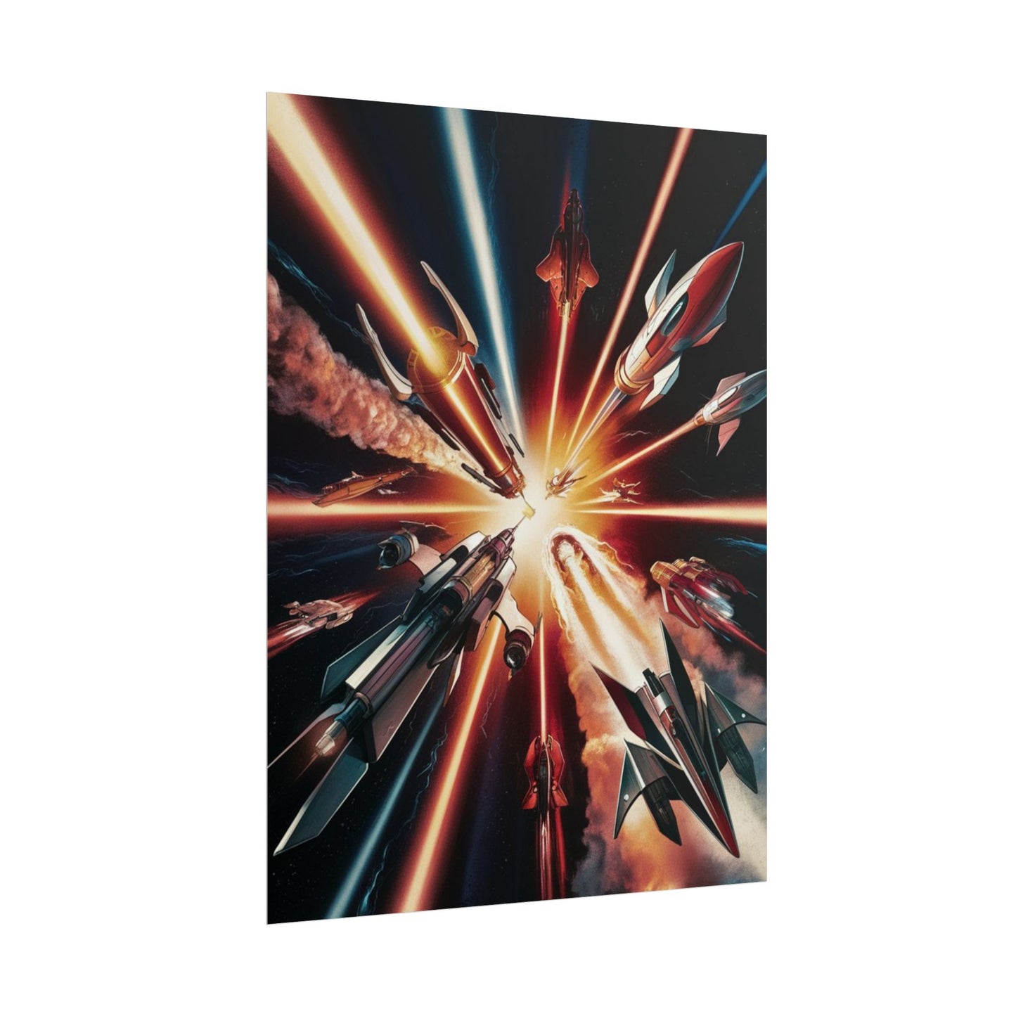 Vintage Sci-Fi Space Battle Poster | Retro Space Art Print | 80s Sci-Fi Movie Poster