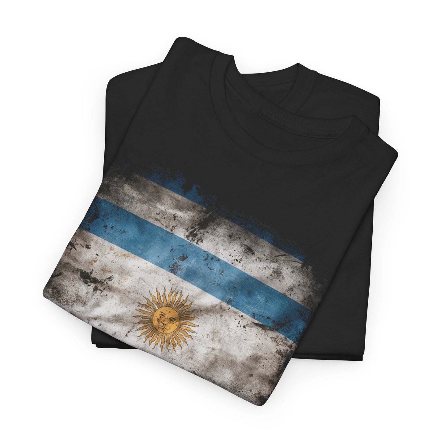 Vintage Argentina Flag T-Shirt with Distressed Design | Rustic Sun of May Unisex Tee