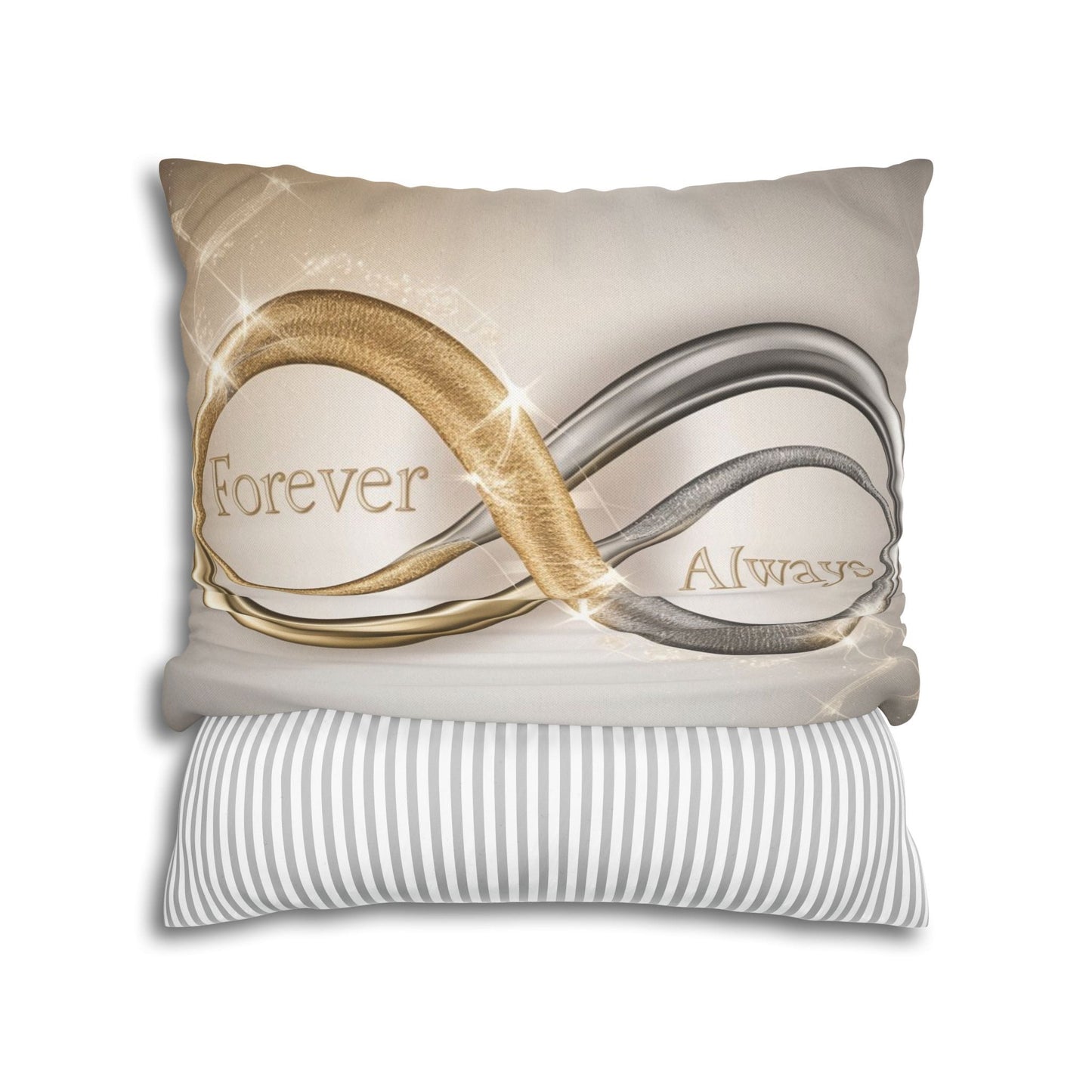 Elegant Infinity Love Pillow & Pillowcase Set | Gold and Silver Intertwined, Perfect for Couples, Newlyweds, and Anniversaries