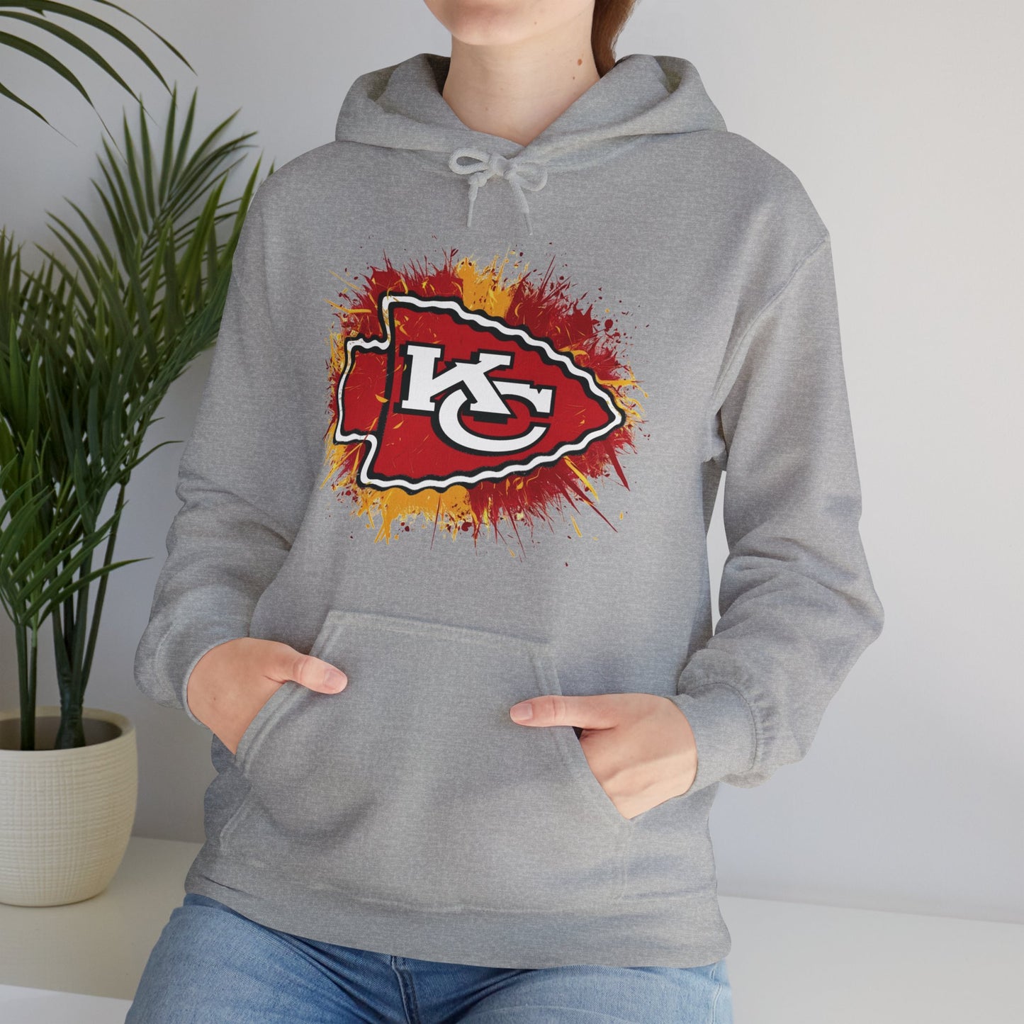 Kansas City Inspired Chiefs Hoodie | Retro Color Splash Design | Perfect for Game Days and Tailgates | Warm and Stylish Fan Gear