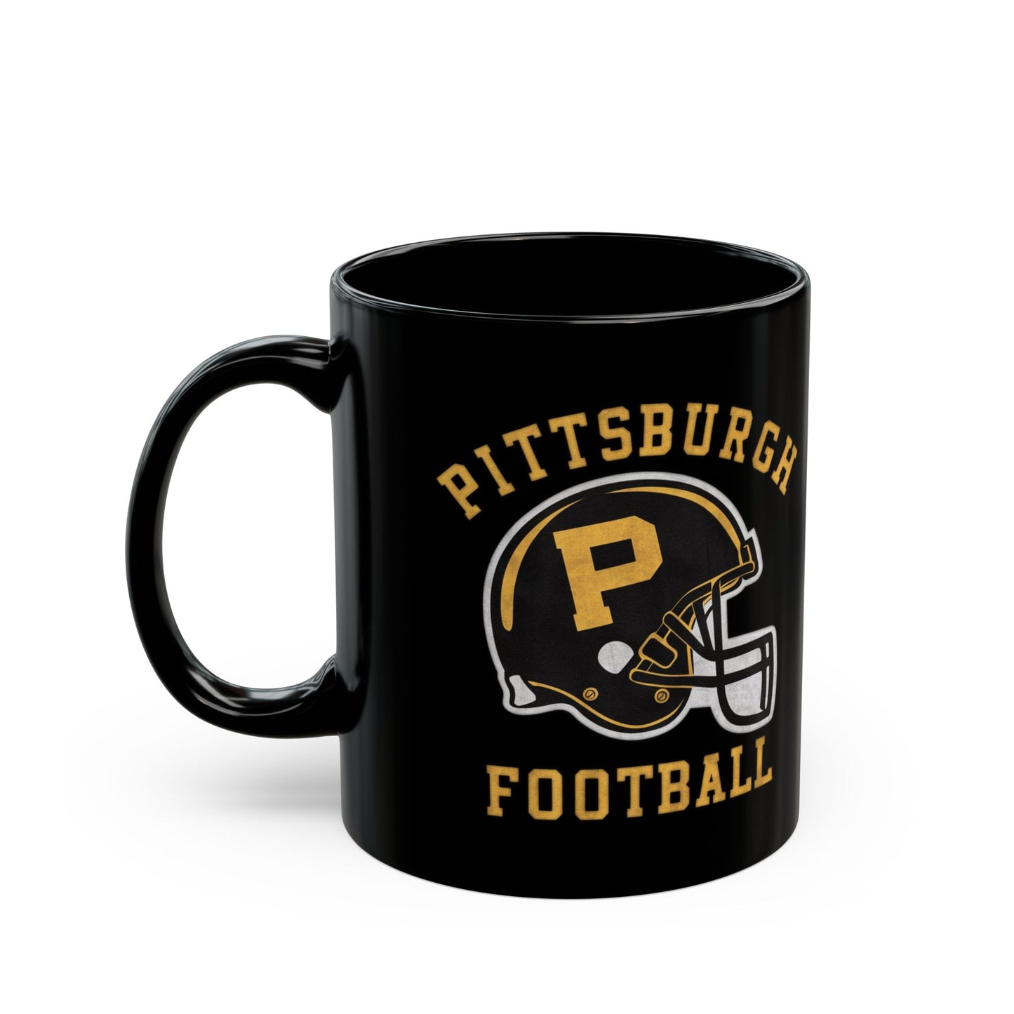 Pittsburgh Football Black and Gold Helmet 11oz Black Ceramic Coffee Mug