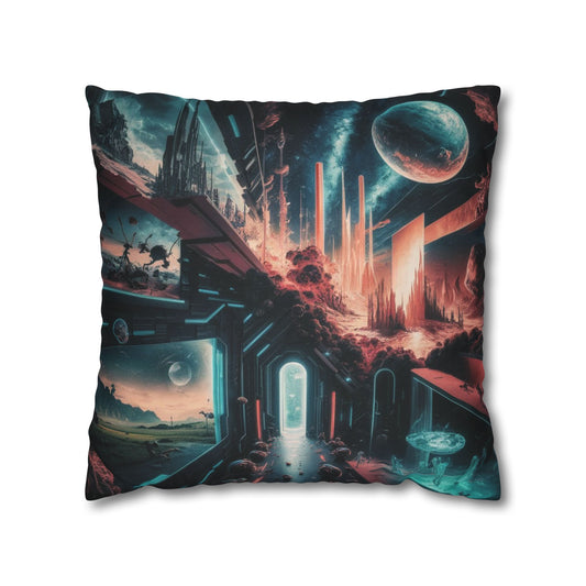 Dimension Collision Sci-Fi Pillowcase – Futuristic City, Cosmic Worlds, and Alternate Realities Design – Vibrant Sci-Fi Bedding for Fans