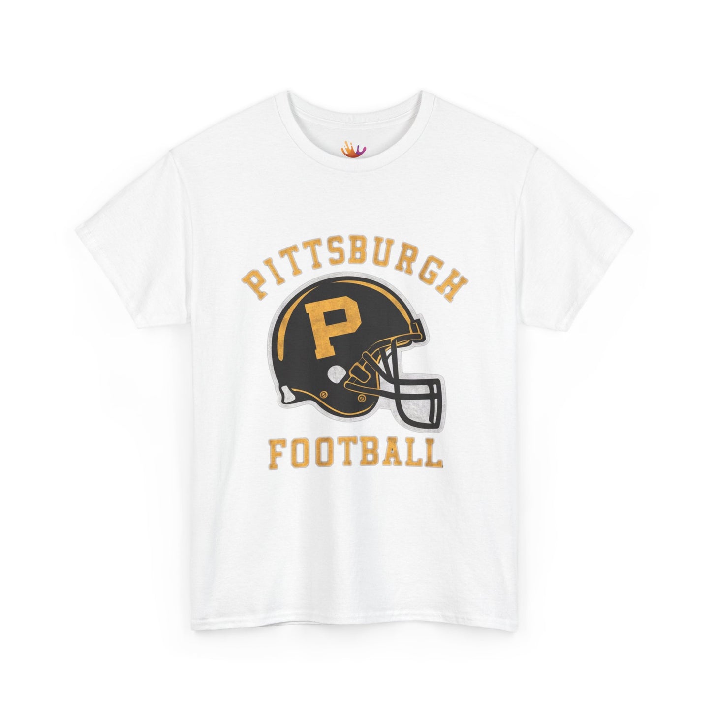 Pittsburgh Football Vintage-Inspired Graphic T-Shirt | Classic Black and Gold Football Helmet Design Tee