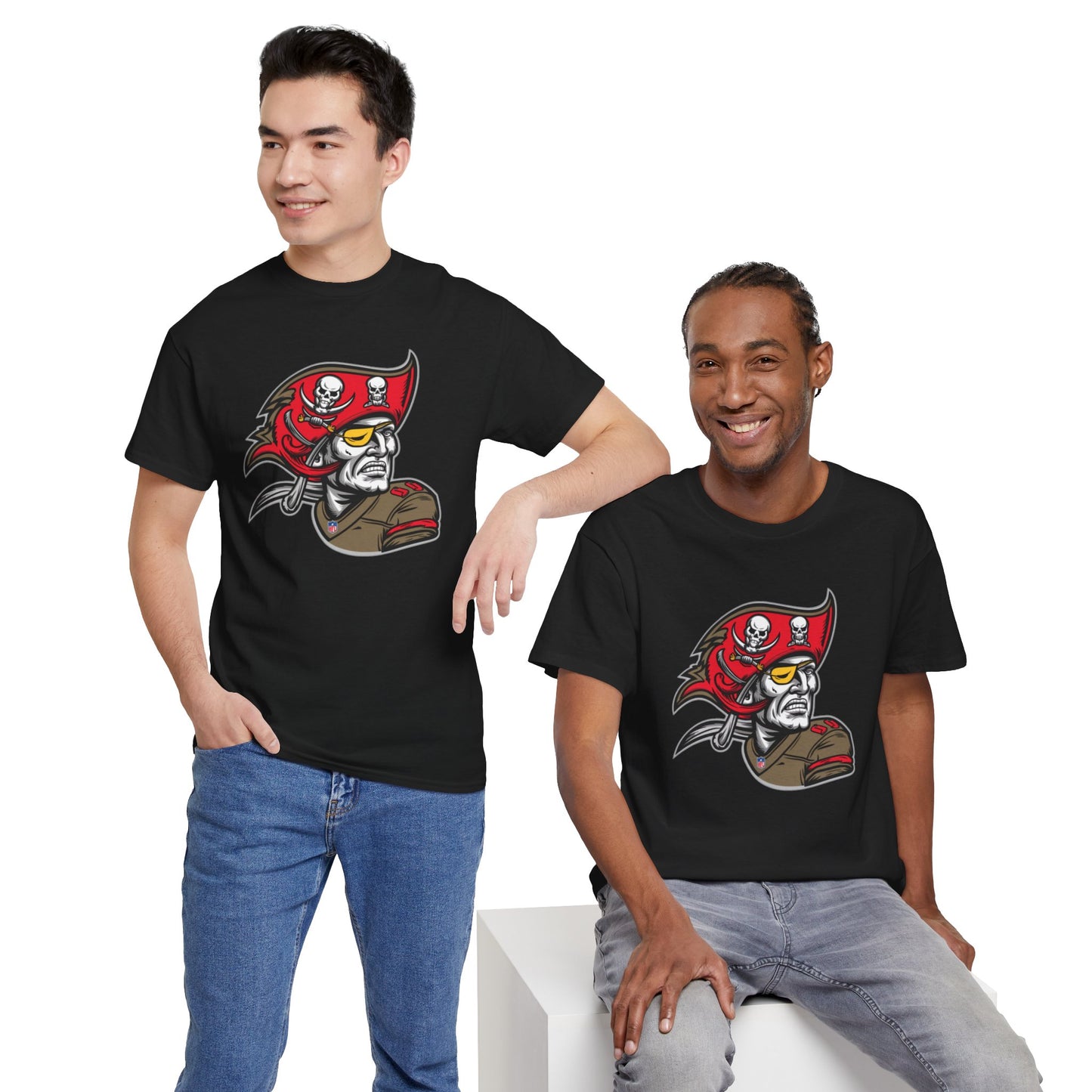 Tampa Bay Buccaneers Retro Pirate T-Shirt | NFL Football Fan Tee | Buccaneers Vintage Logo Shirt | Gift for Bucs Fan | Unisex Sports Apparel