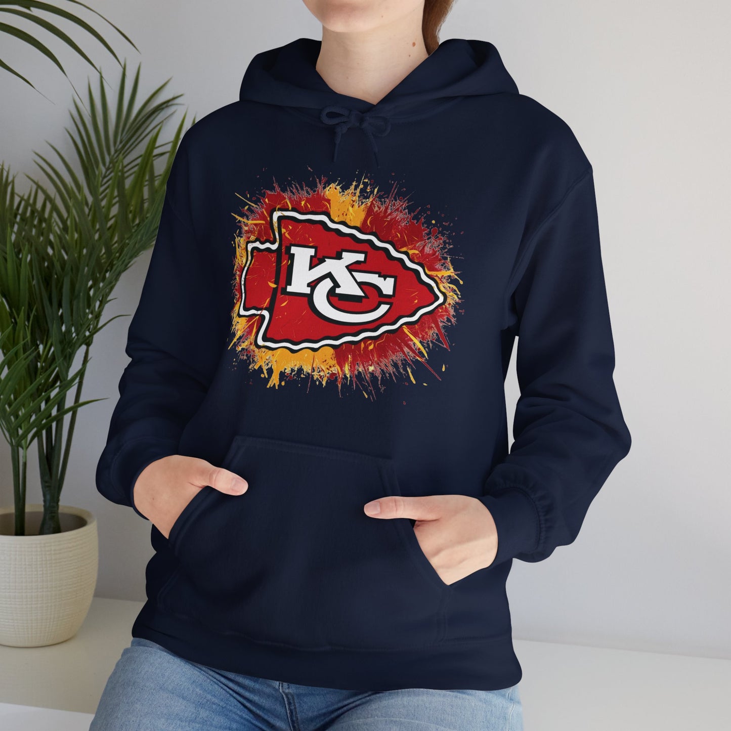 Kansas City Inspired Chiefs Hoodie | Retro Color Splash Design | Perfect for Game Days and Tailgates | Warm and Stylish Fan Gear