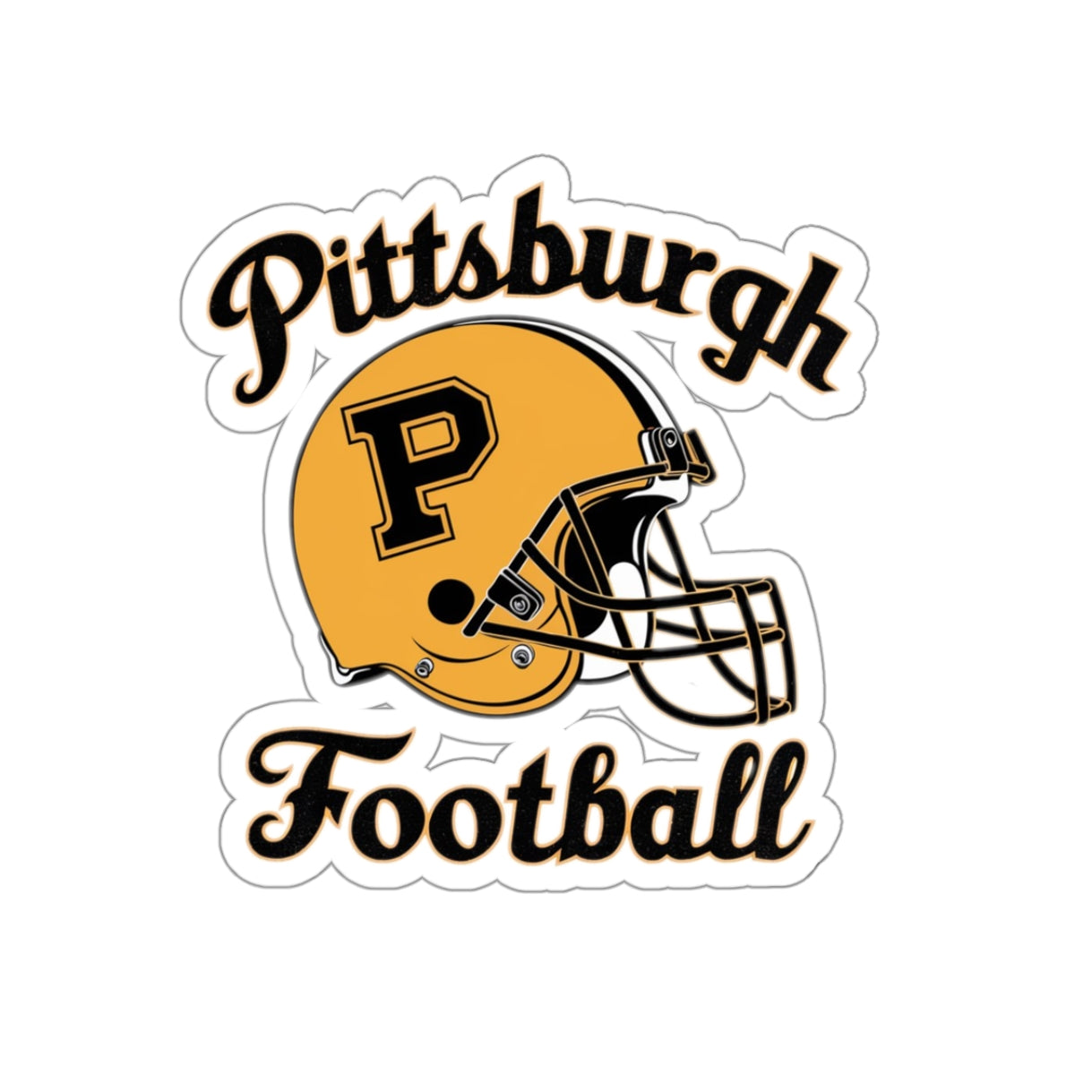 Pittsburgh Football Helmet Kiss-Cut Sticker | Retro Black and Gold Vinyl Decal