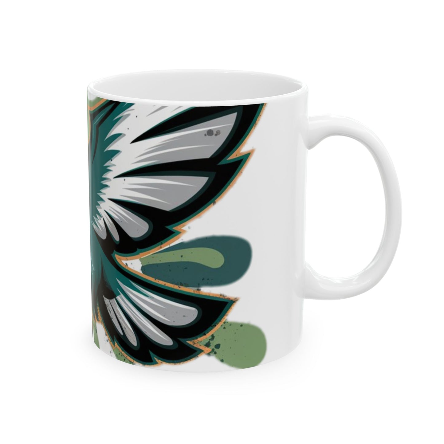 Philadelphia Eagles Inspired Coffee Mug | Retro Eagles Logo Design | Bold, Dynamic NFL Fan Gift | Green & White Color Splash