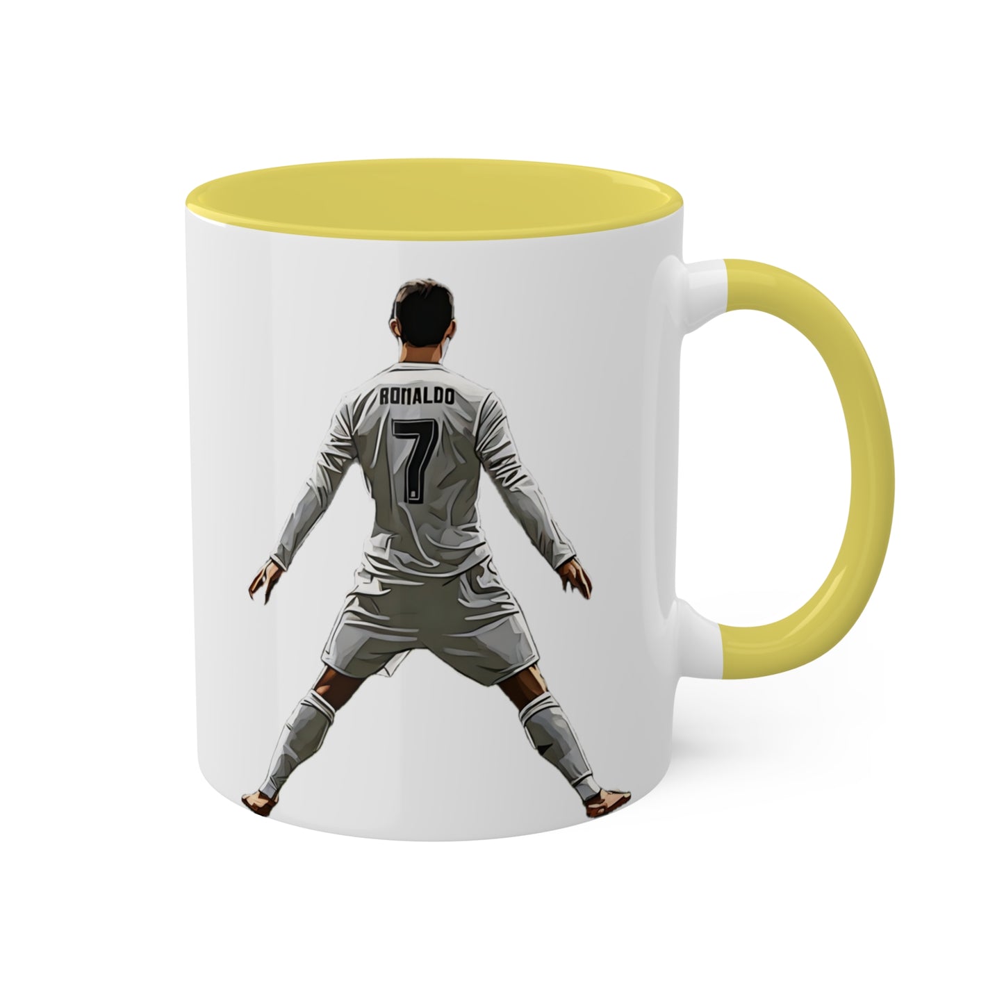 Ronlado Goal Celebration Pose - Real Madrid Celebration Yellow Accent 11oz Coffee Mug