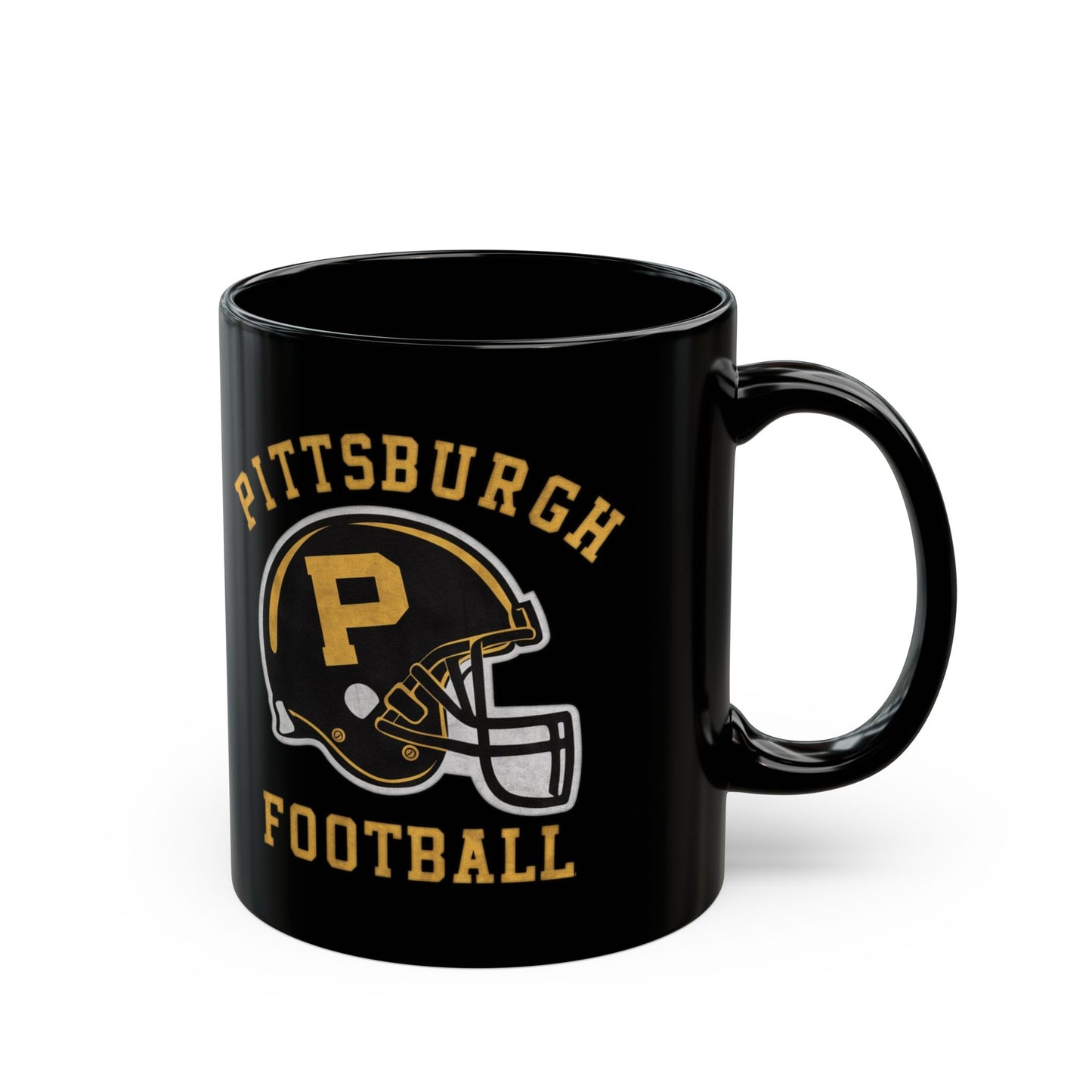 Pittsburgh Football Black and Gold Helmet Mug | Vintage 1970s NFL Football Team Coffee Cup  | Retro Sports Fan Coffee Cup