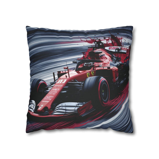 Red Formula 1 Racing Car Pillow Cover - F1 Racing Decor for Fans, Red Race Car Design Cushion, Motorsport Enthusiast Gift