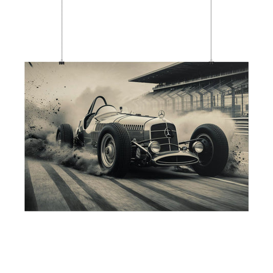 Vintage Mercedes-Benz Race Car Poster - Classic Motorsports Art Print, Perfect for Car Enthusiasts & Racing Lovers