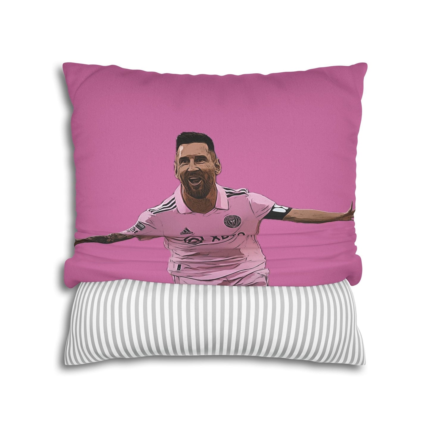 Lionel Messi Pink Throw Pillow – Inter Miami CF Inspired Decor | Soccer Fan Gift