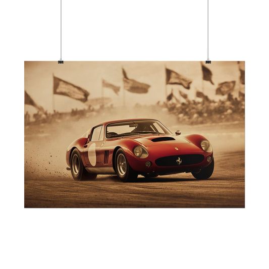 Classic Ferrari Race Car Poster - Iconic Italian Motorsport Art Print for Racing Fans & Vintage Car Collectors