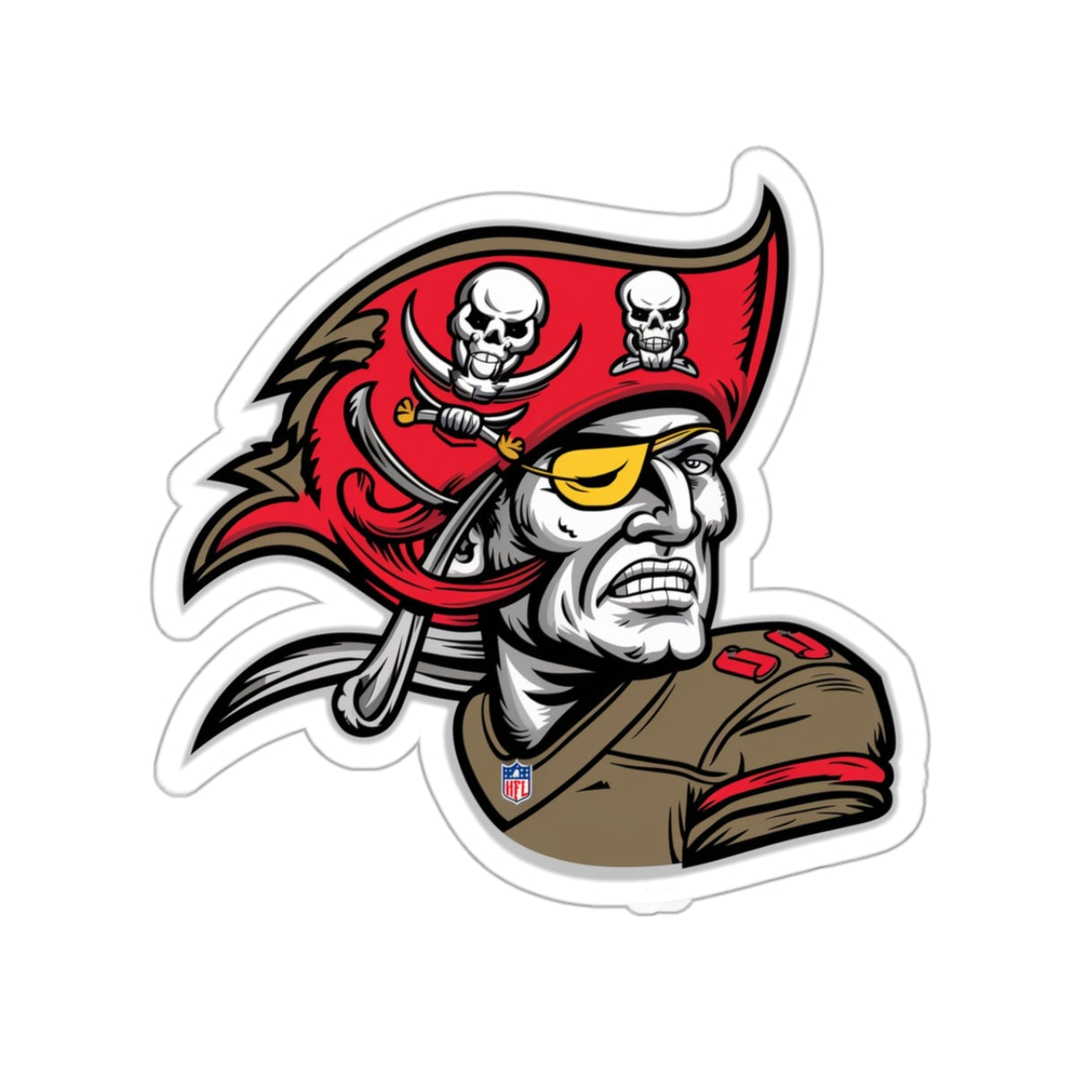 Tampa Bay Buccaneers Kiss-Cut Sticker | NFL Retro Pirate Logo Decal | Buccaneers Fan Car Decal | Tampa Bay Laptop Sticker