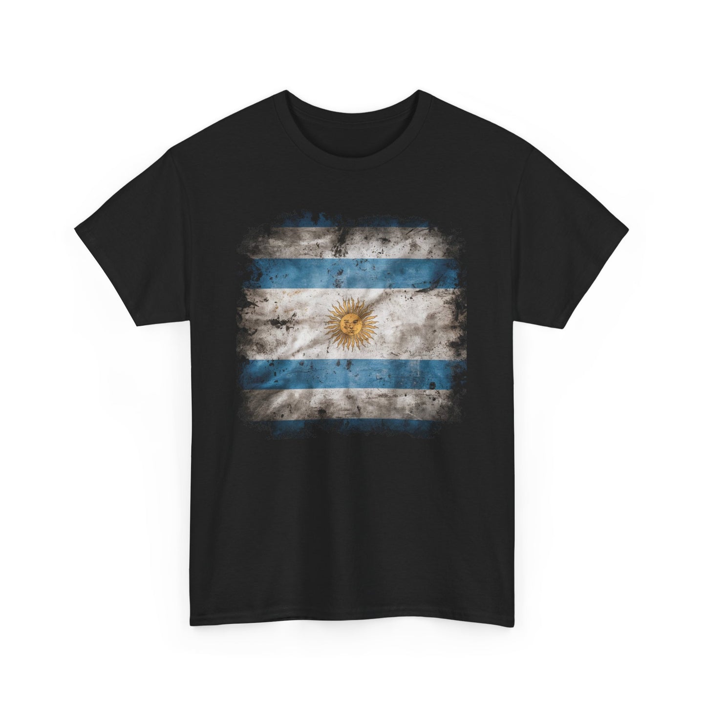 Vintage Argentina Flag T-Shirt with Distressed Design | Rustic Sun of May Unisex Tee