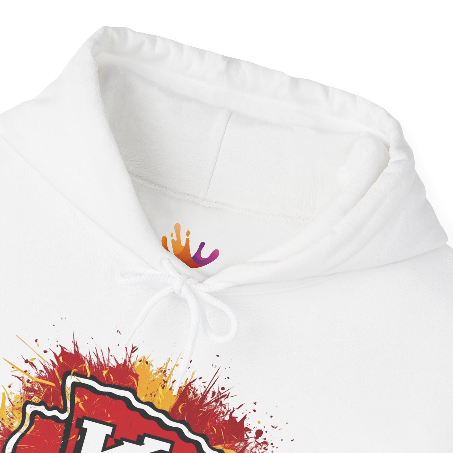 Kansas City Inspired Chiefs Hoodie | Retro Color Splash Design | Perfect for Game Days and Tailgates | Warm and Stylish Fan Gear