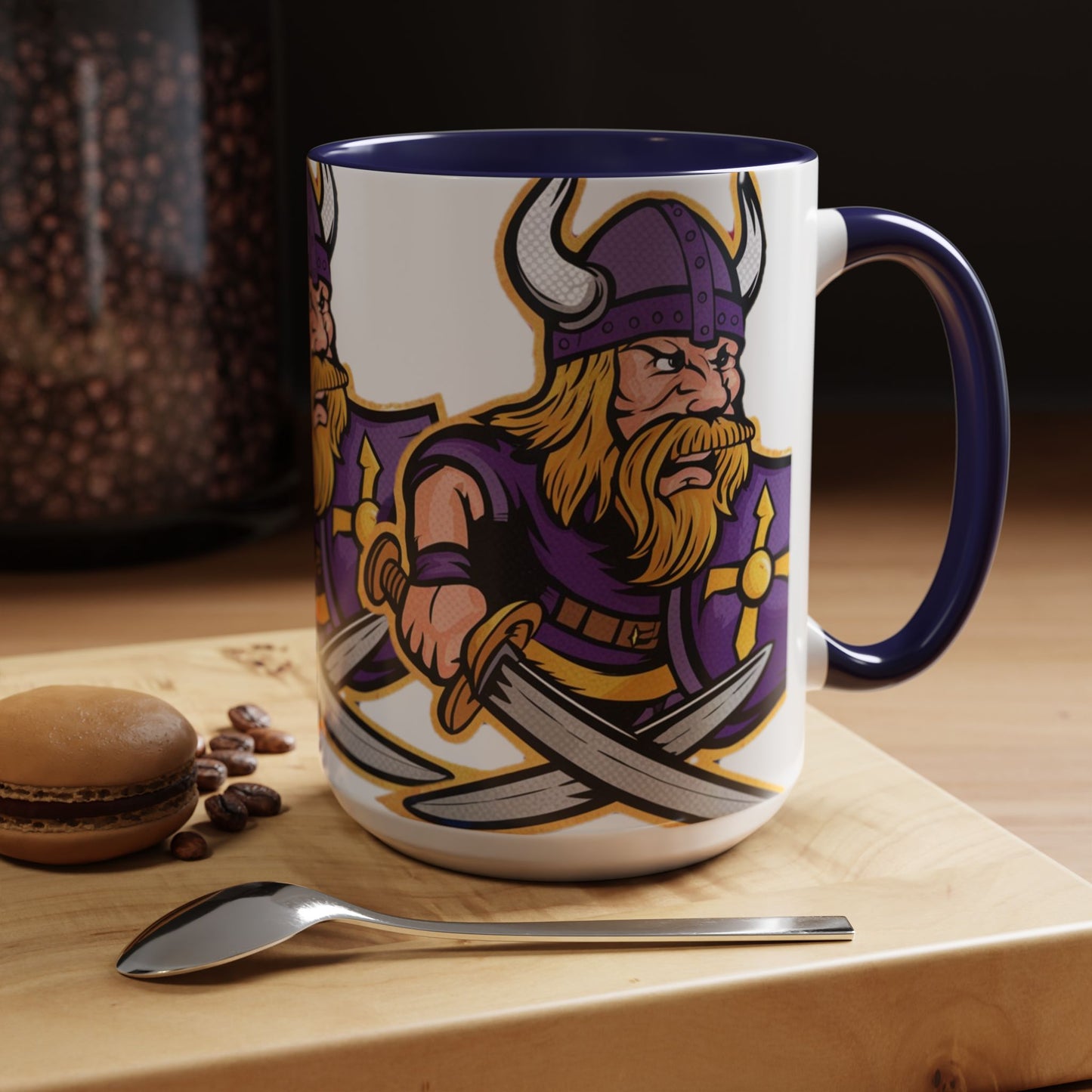 Retro Minnesota Vikings Coffee Mug | Nostalgic Viking Warrior Design | Redesigned NFL Logo Mug | Bold & Stylish Fan Gift