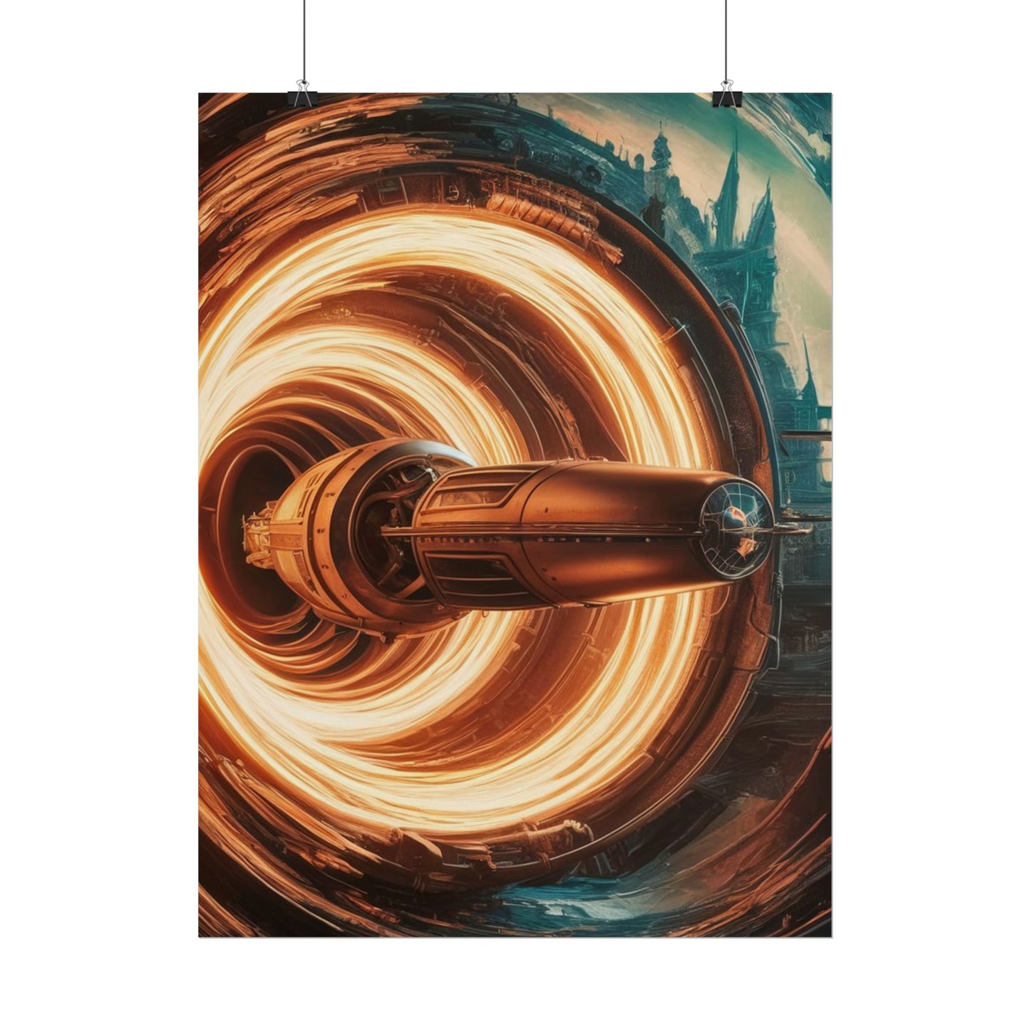 Futuristic Time Travel Art Poster | Sci-Fi Wall Decor | Modern Cyberpunk Space Art Print