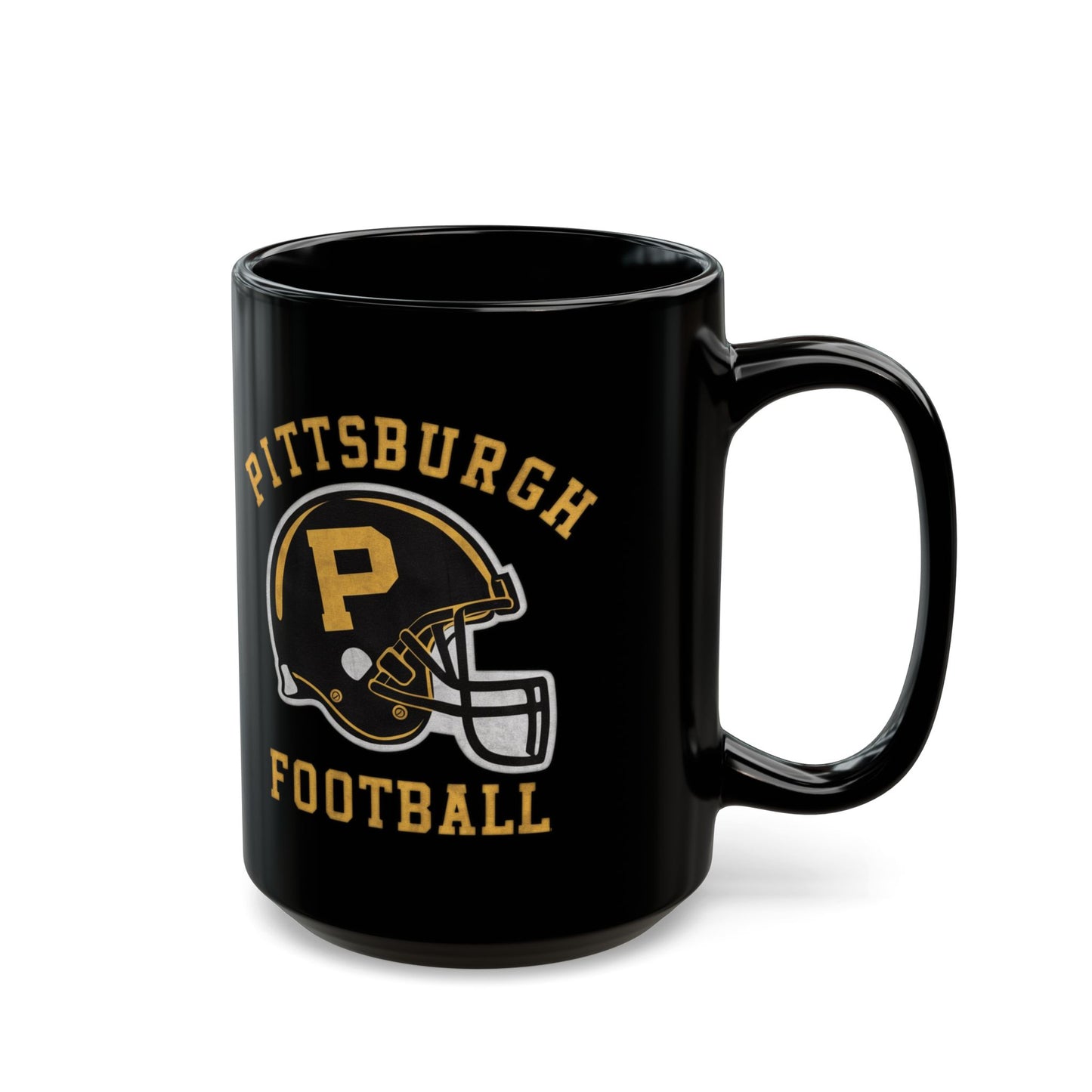 Pittsburgh Football Black and Gold Helmet Mug | Vintage 1970s NFL Football Team Coffee Cup  | Retro Sports Fan Coffee Cup