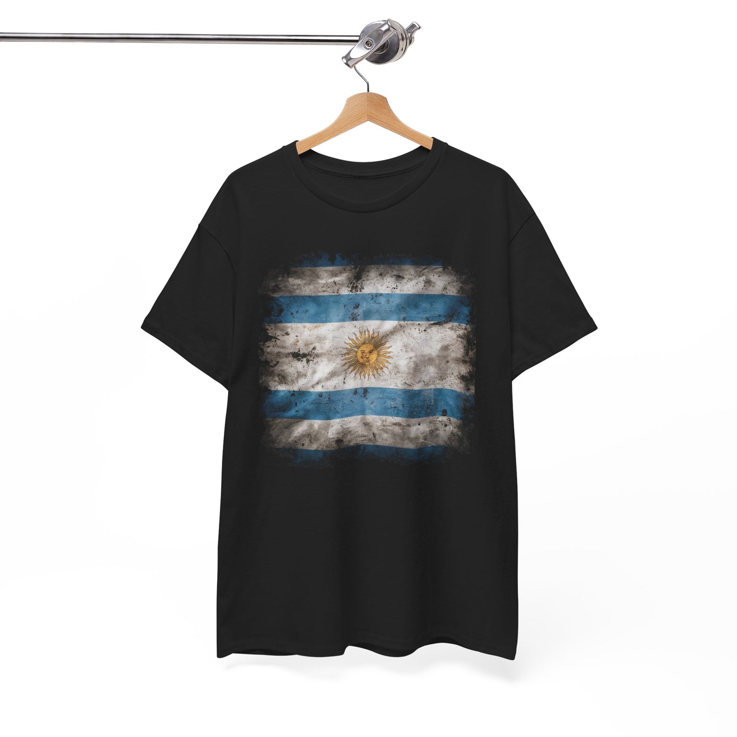 Vintage Argentina Flag T-Shirt with Distressed Design | Rustic Sun of May Unisex Tee