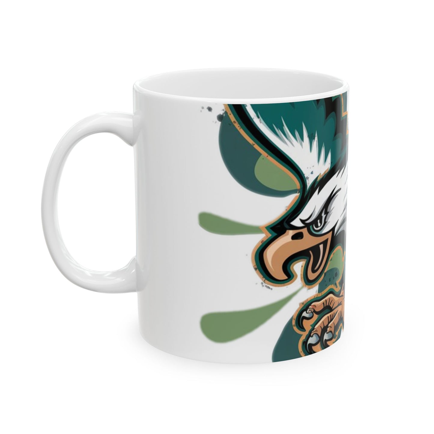 Philadelphia Eagles Inspired Coffee Mug | Retro Eagles Logo Design | Bold, Dynamic NFL Fan Gift | Green & White Color Splash