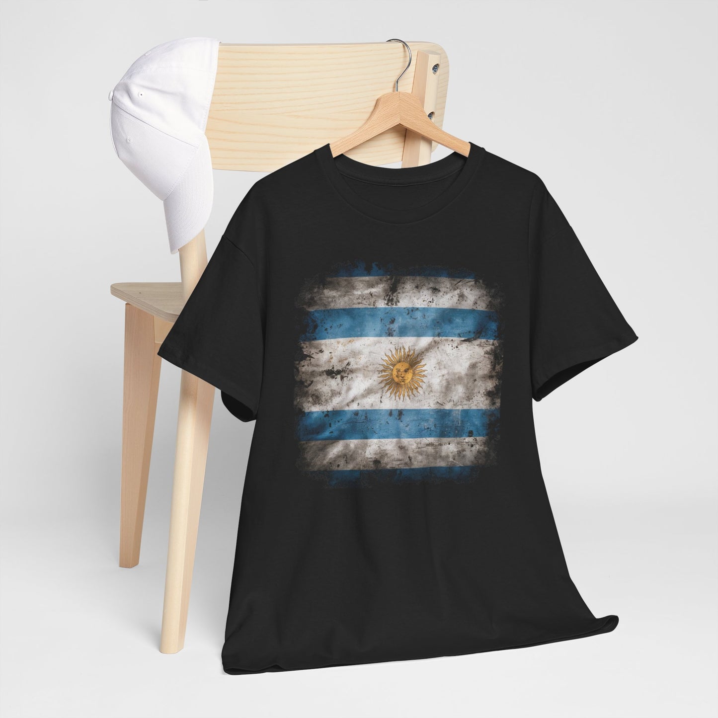 Vintage Argentina Flag T-Shirt with Distressed Design | Rustic Sun of May Unisex Tee