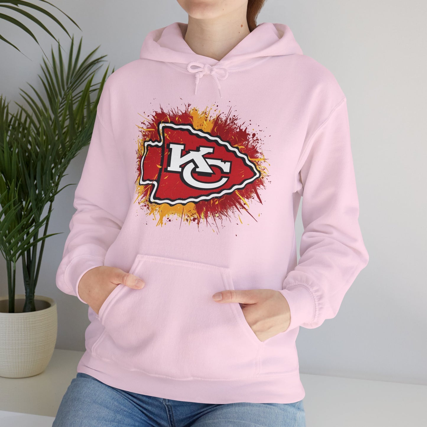 Kansas City Inspired Chiefs Hoodie | Retro Color Splash Design | Perfect for Game Days and Tailgates | Warm and Stylish Fan Gear