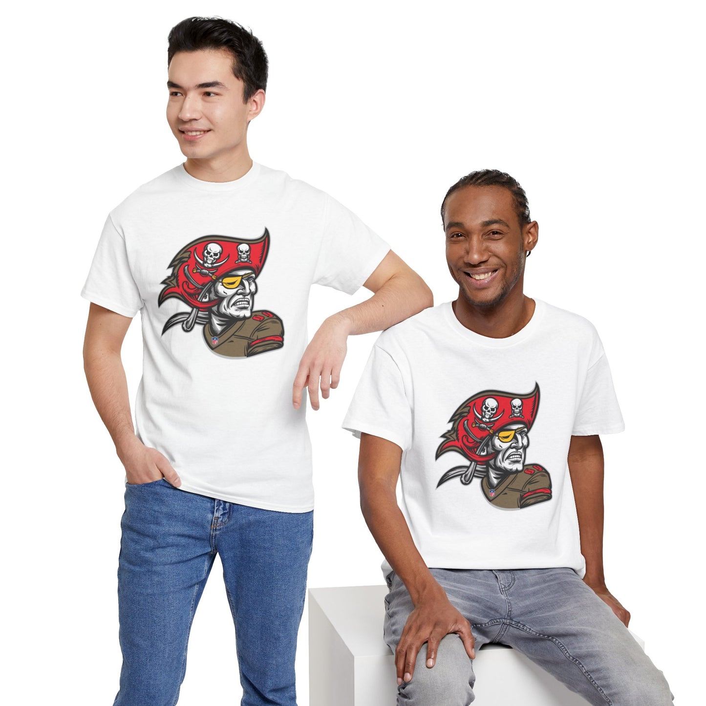 Tampa Bay Buccaneers Retro Pirate T-Shirt | NFL Football Fan Tee | Buccaneers Vintage Logo Shirt | Gift for Bucs Fan | Unisex Sports Apparel