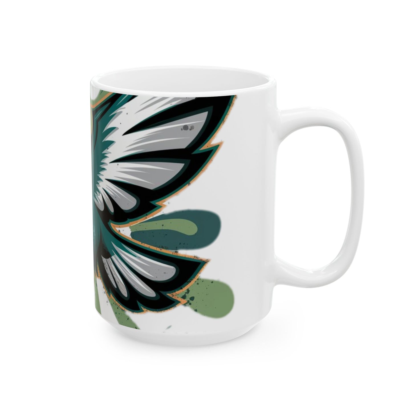 Philadelphia Eagles Inspired Coffee Mug | Retro Eagles Logo Design | Bold, Dynamic NFL Fan Gift | Green & White Color Splash