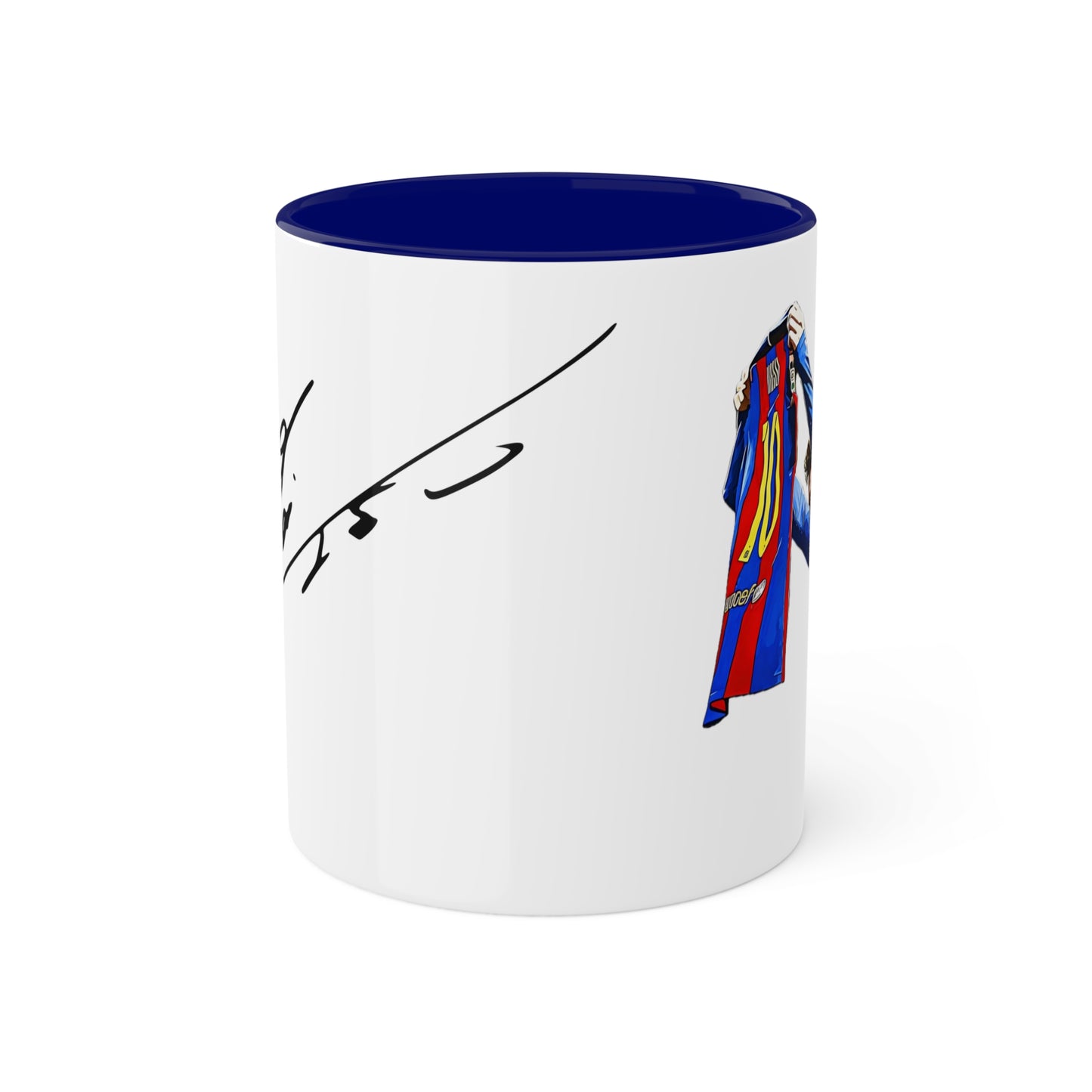 Lionel Messi Goal Celebration Mug – Iconic Barcelona Moment with Messi's Signature