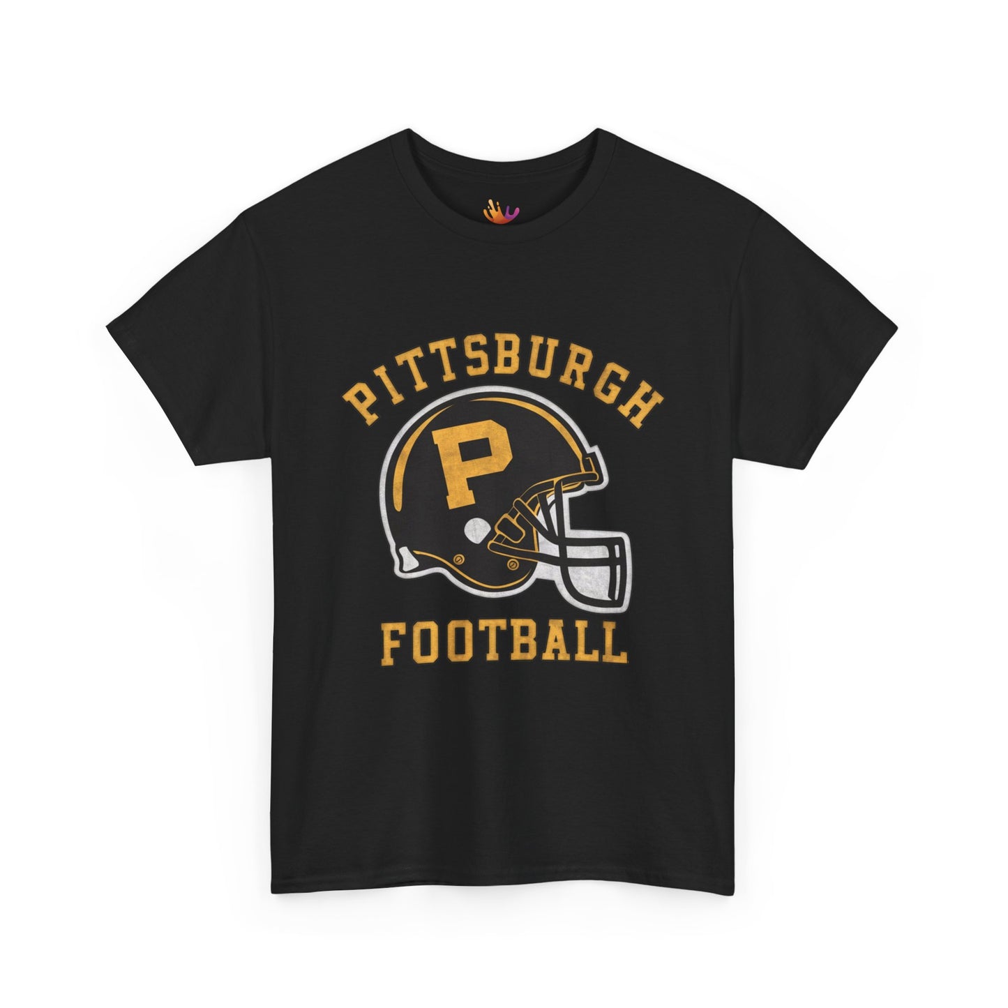 Pittsburgh Football Vintage-Inspired Graphic T-Shirt | Classic Black and Gold Football Helmet Design Tee