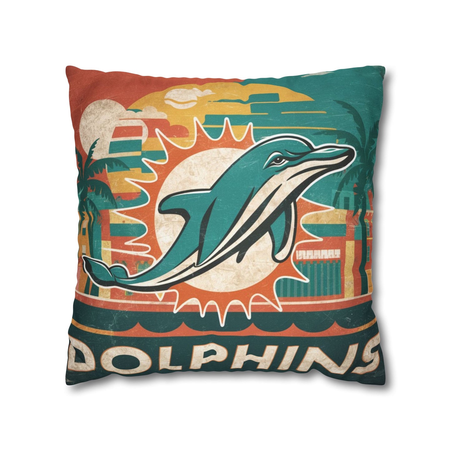 Retro Miami Dolphins Pillow Cover